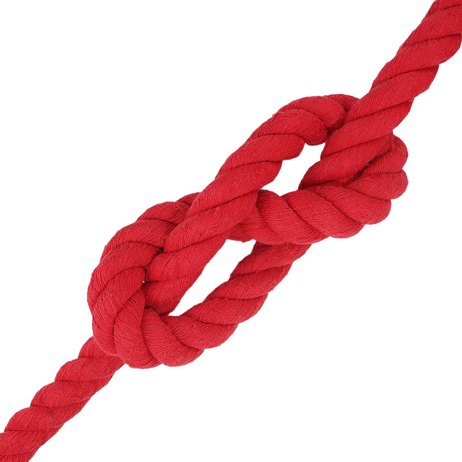 Corde en coton rouge à 3 plis - Diamètre : 3 mm - Longueur : 50 m - Corde polyvalente pour bricolage, maison, jardin, suspension, nœuds, camping, extérieur et atelier