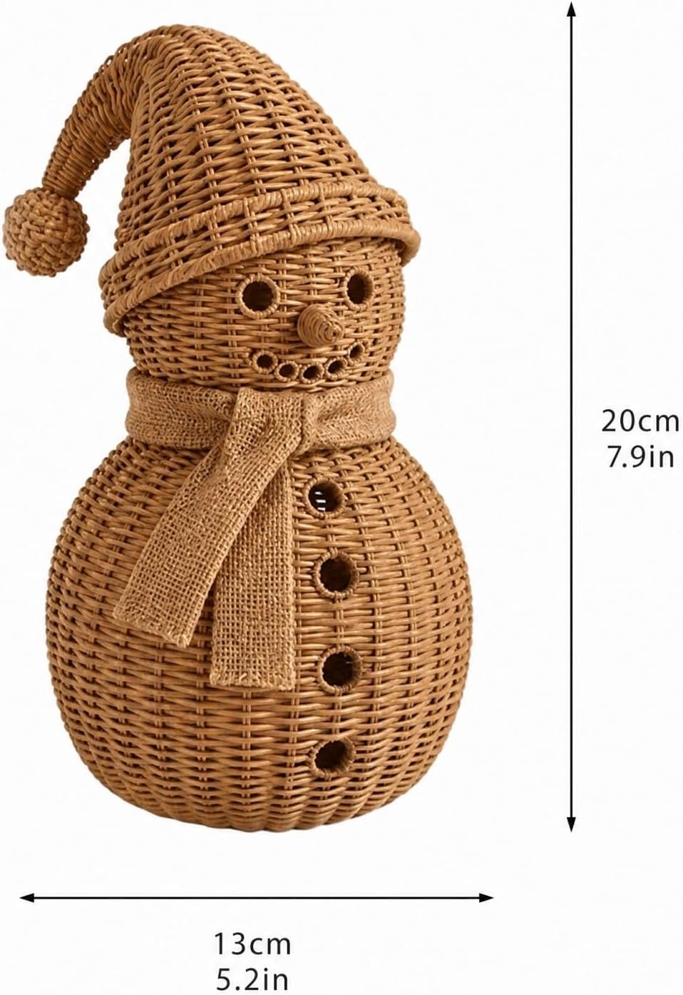 Christmas Handwoven Rattan Snowman Decorations Wicker Snowman Figurine
