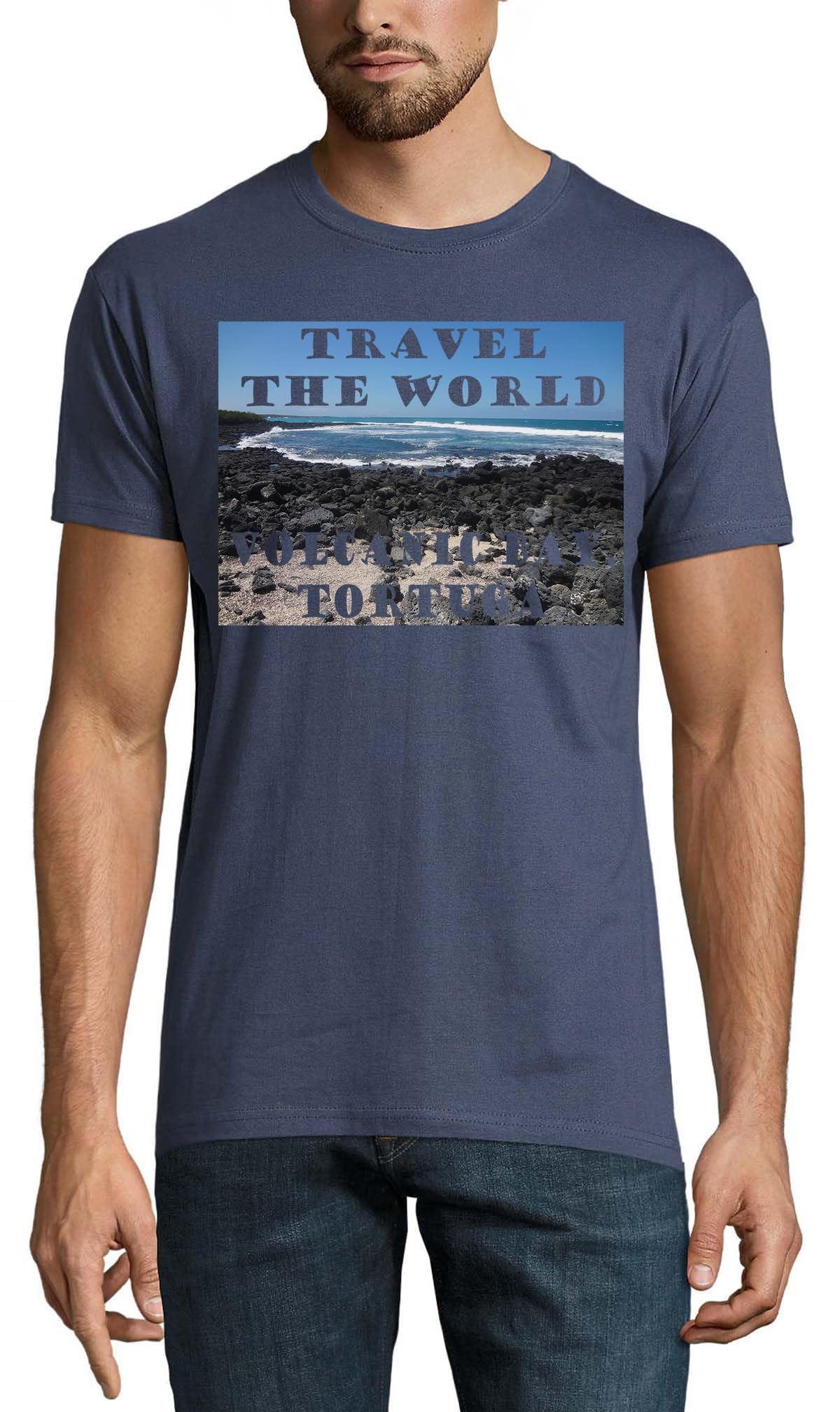 T-shirt Tortuga Crew Neck Cotton pour homme couleur denim - Volcanic Bay - 2