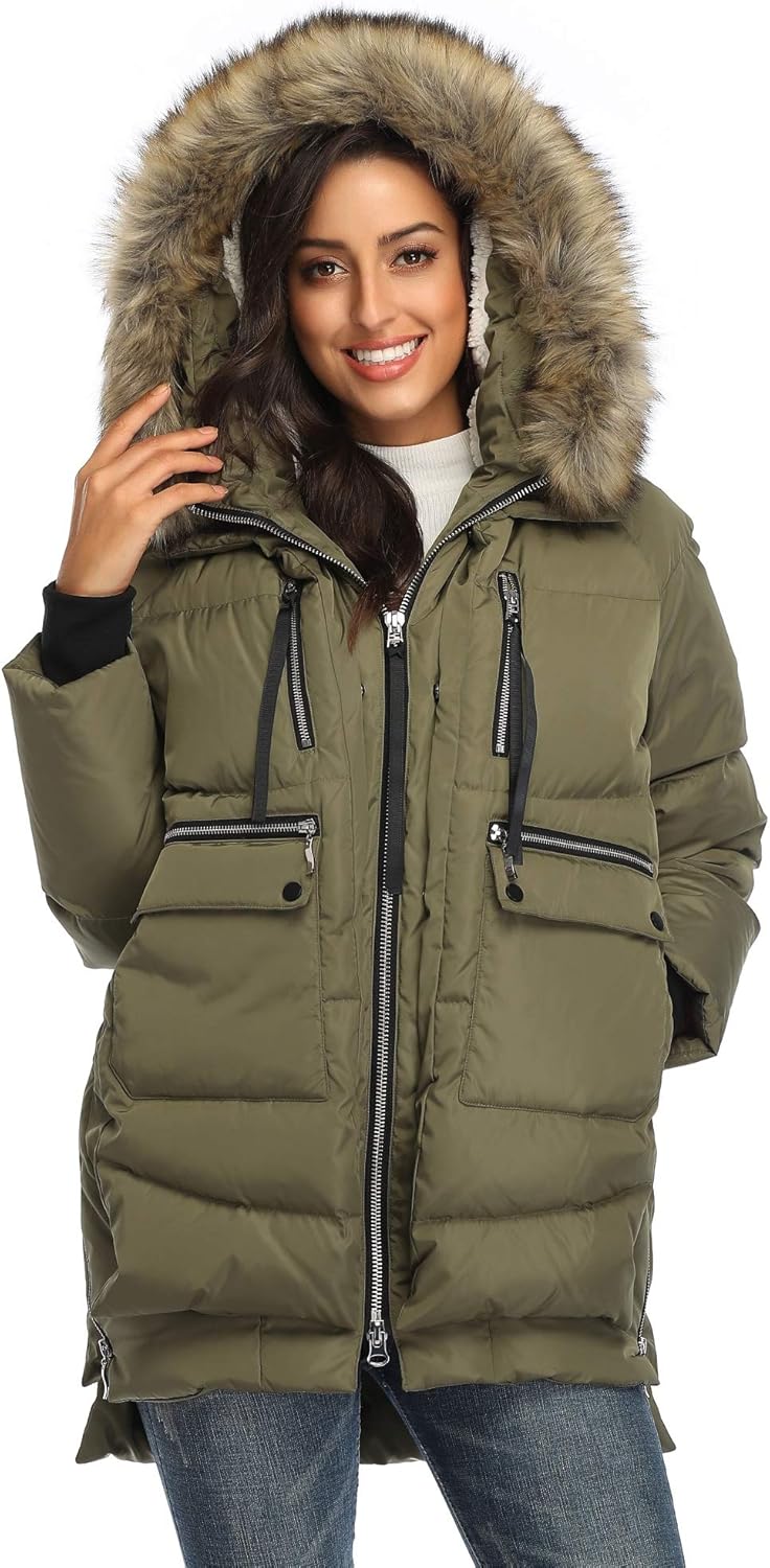 Women's Winter Thickened Down Jackets Long Down Coats Warm Parka with Hood - Image 3