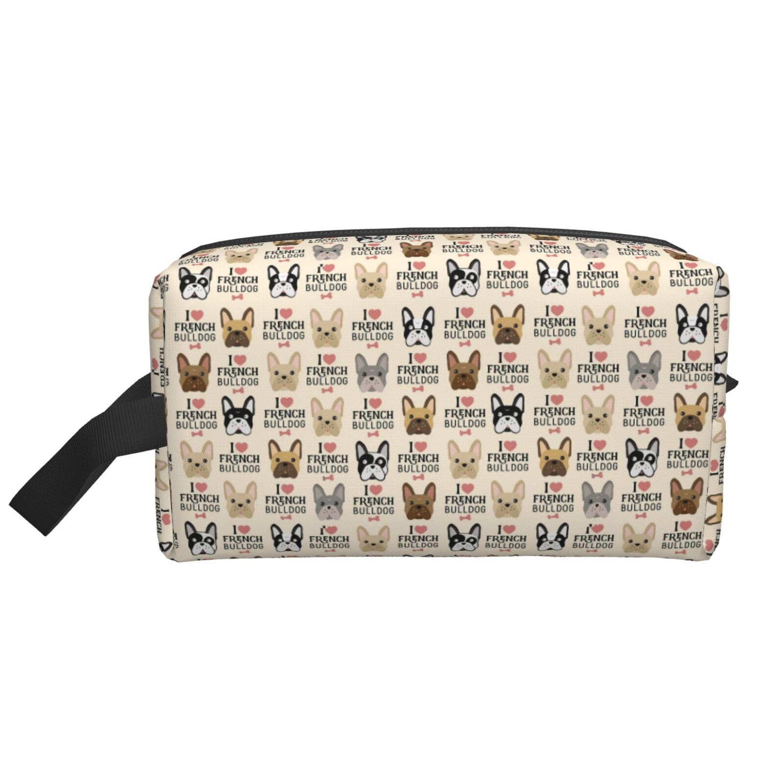 Ercgad Unisex White Dog Print Large Capacity Travel Toiletry Bag Cosmetic Pouch Daily Storage Makeup Case