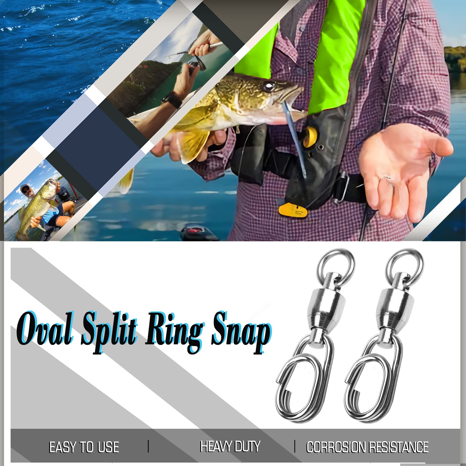 Cuscinetti Snap Girelle da Pesca Acqua Salata Girella da Pesca Acciaio Inox Girelle Pesca Snap Mare Spinning