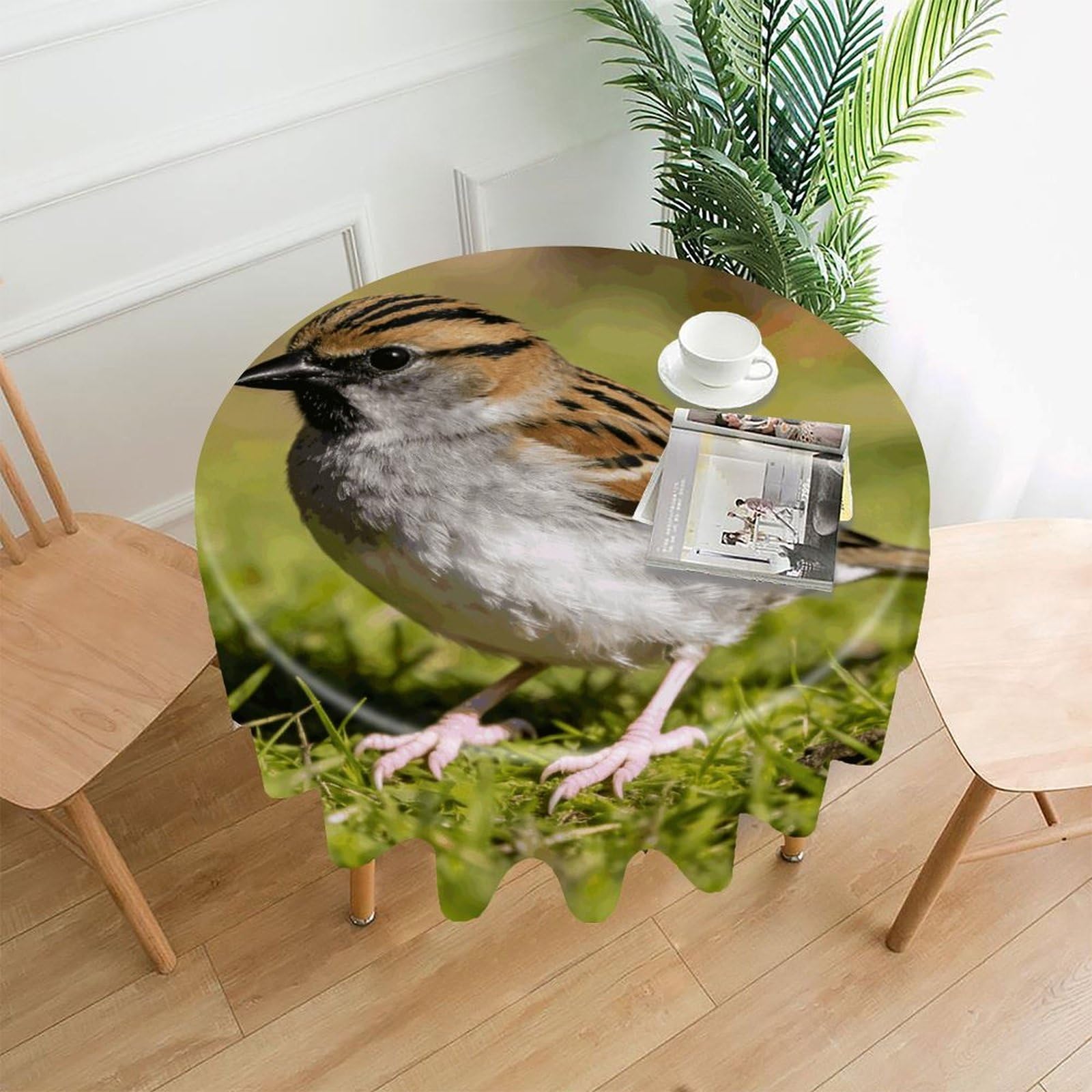 LDGSUPH Sparrow Round Tablecloth Cover Washable Luxurious Fabric Table Cover Decor Wrinkle Free Fashion Round Table Cloth for Home Dining Kitchen Party 60 in