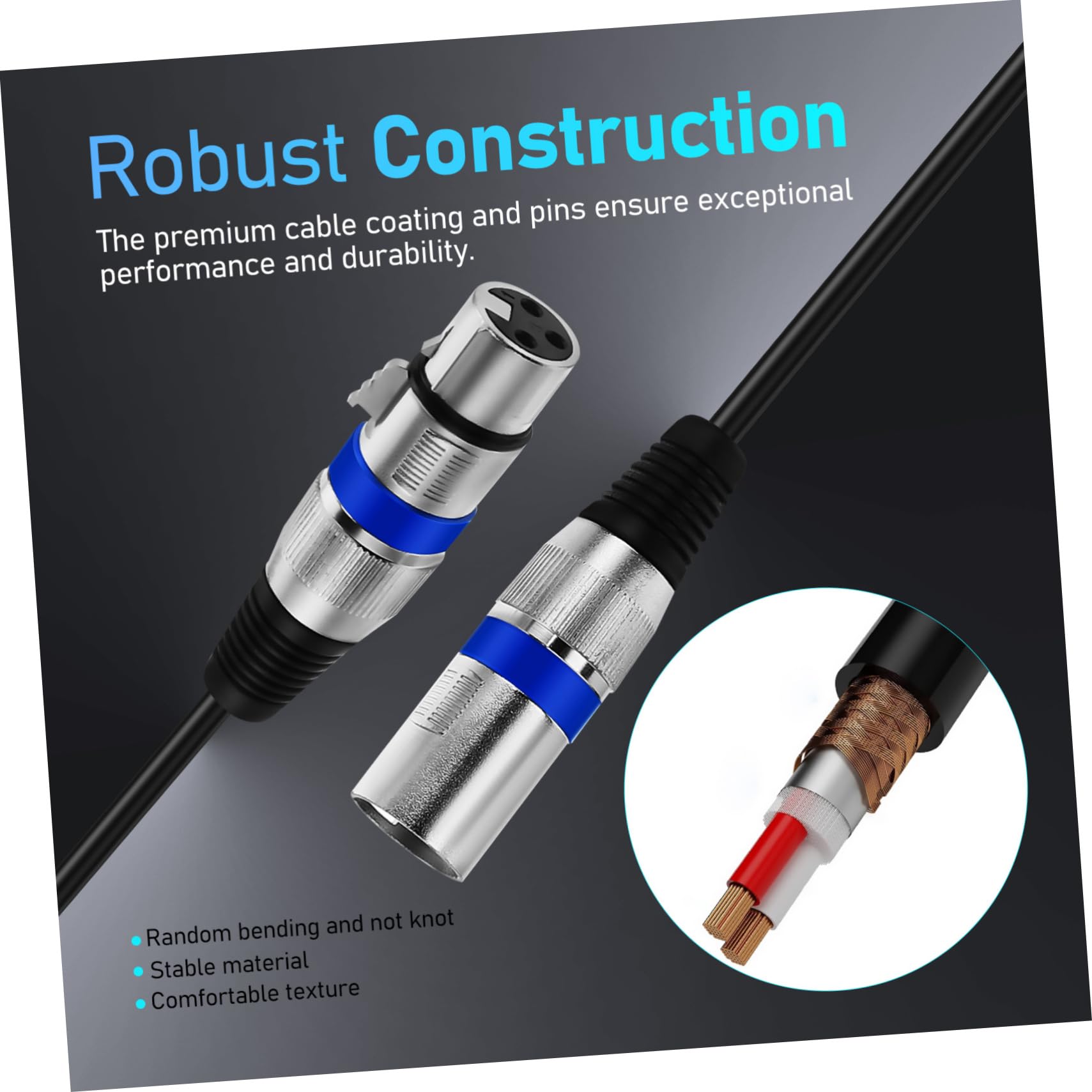 Toyvian 6piezas Cable Xlr Balanceado para Micrófono Doble Blindaje Metálico Xlr Macho Hembra para Dispositivos de Audio