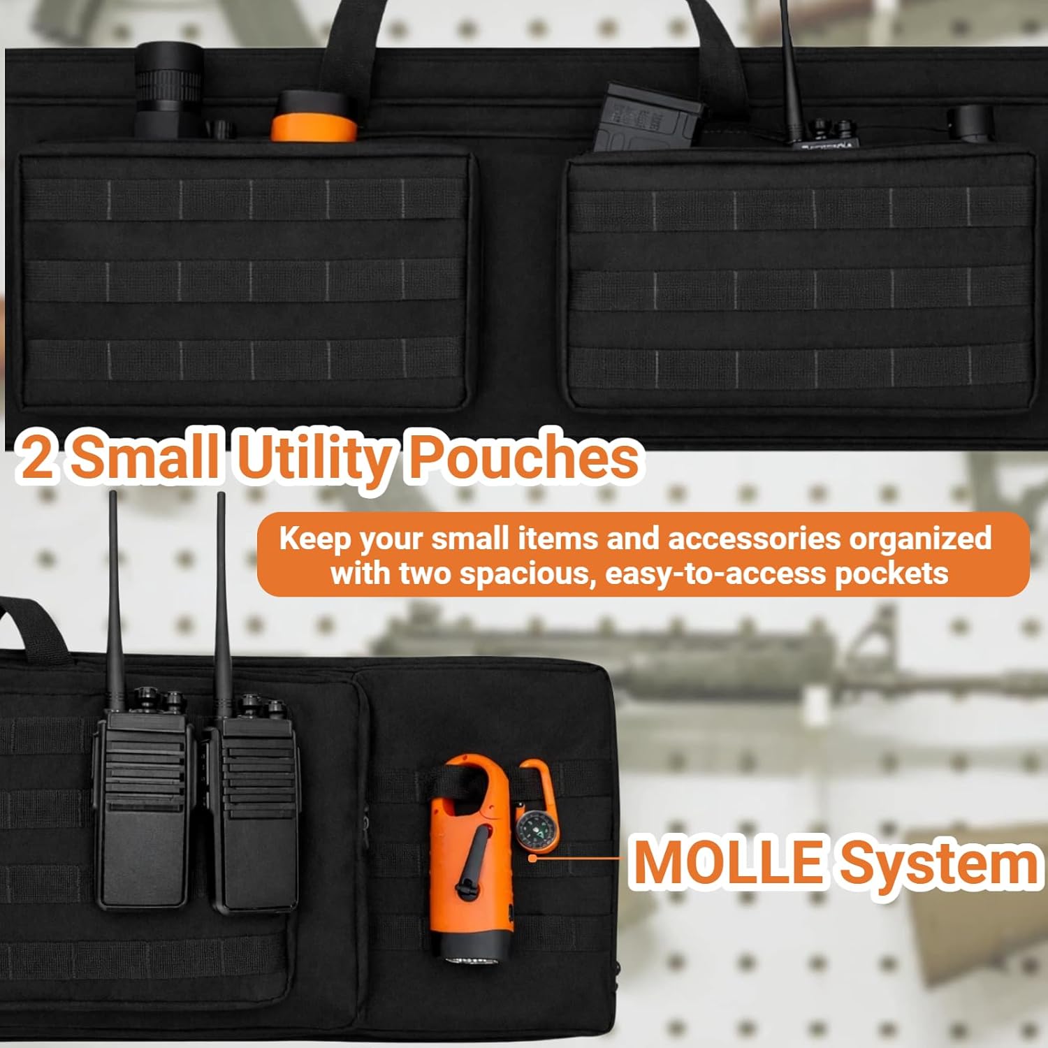 Double Rifle Soft Case Dual Rifle Bag Tactical Shotgun Case with Scopes Tactical Pockets Backpack for Hunting and Shooting Gear Storage