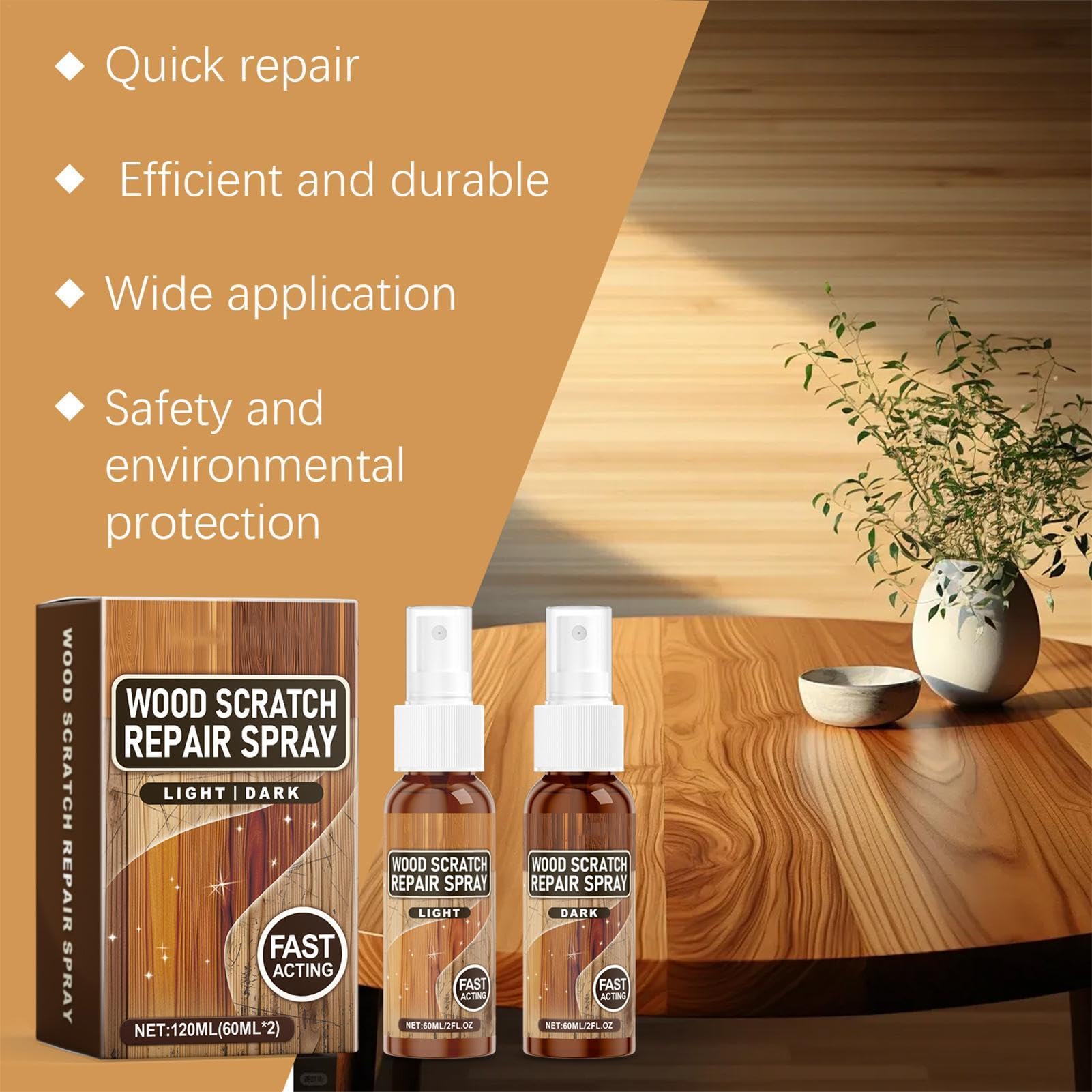 Instant Fix Scratch Remover - Wood Scratch Repair Spray, Quick Solution | Powerful Floor Polish and Restorer Enhancing Natural Shine, Eliminating Scratches and Creating A Protective Barrier