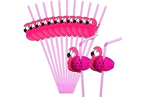 Hysagtek Plastic Flamingo Straws for Flamingo Party Decor