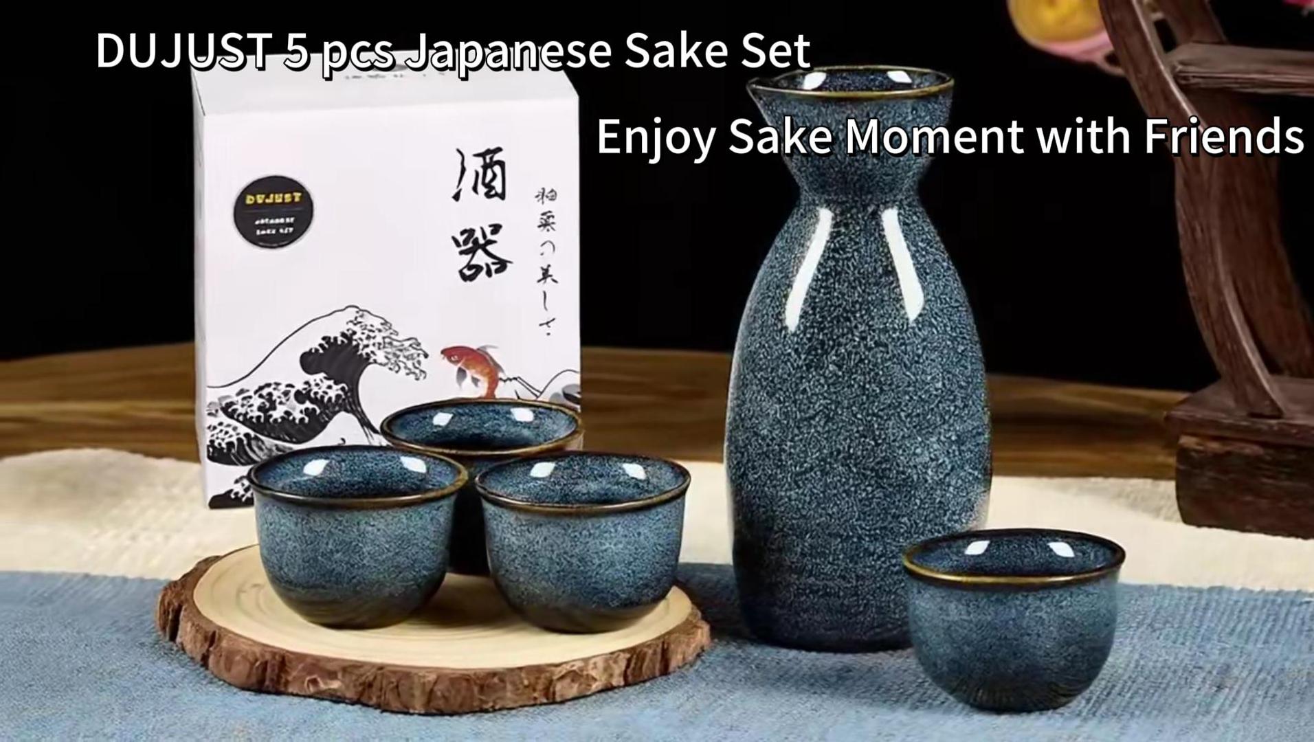 Amazon.com | DUJUST 5 pcs Japanese Sake Set, Kiln Altered Glaze