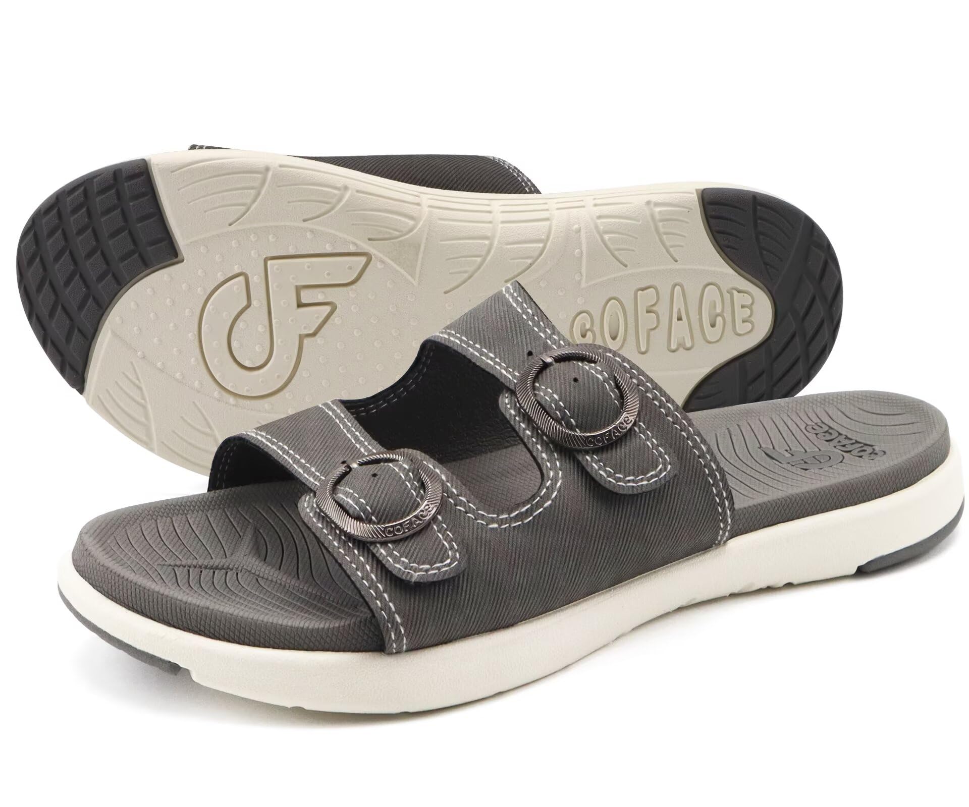 COFACE Sandales Femme Été Mode Orthopedique Slides Avec Support Confortable Plantar Fasciite Léger Sandale De Sangles Réglables