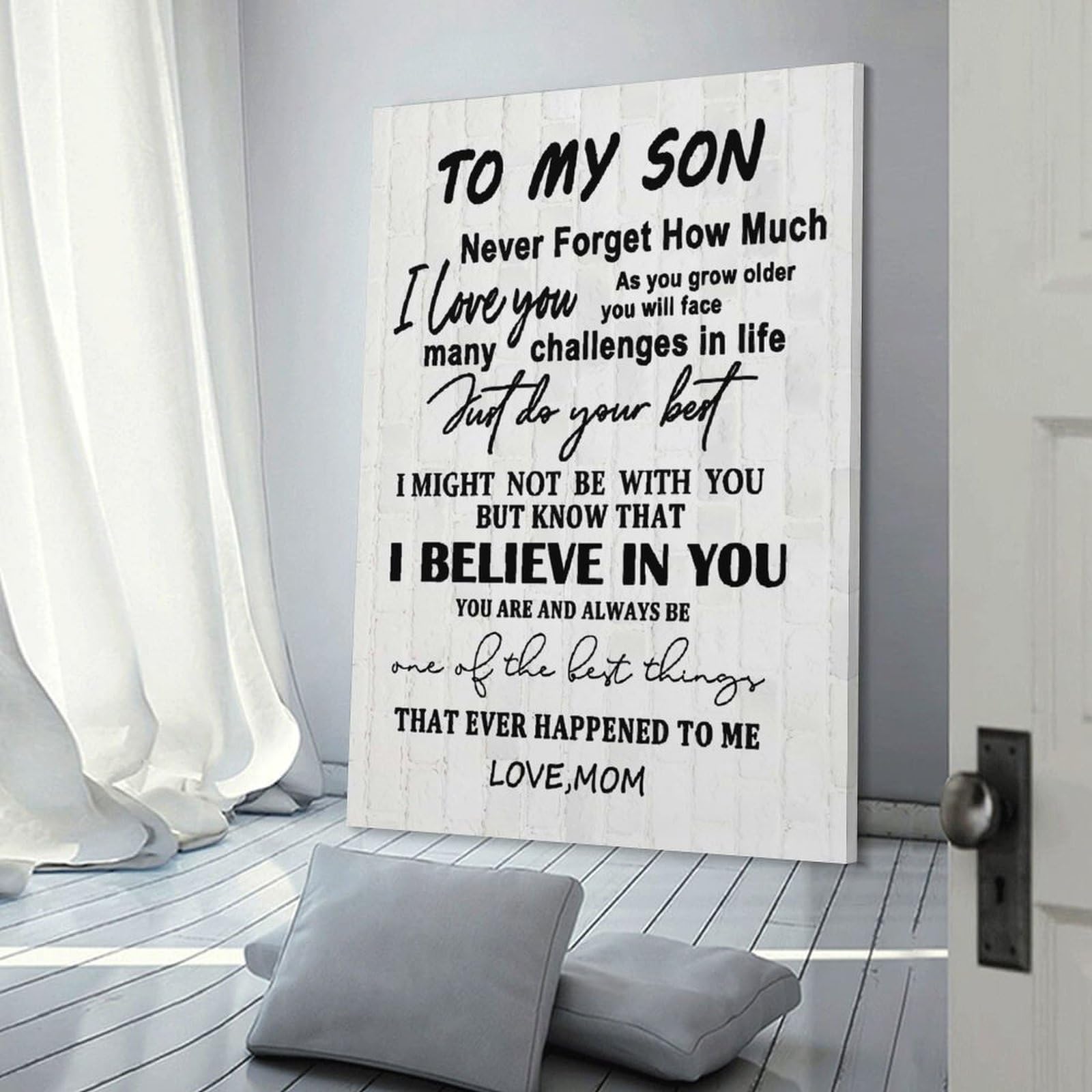 Junmoney To My Son Love Mom Wall Art Print 20x30inch(50x75cm), for Living Room, Bedroom Or Home Office, Thoughtful Wall Decor for Art Lovers