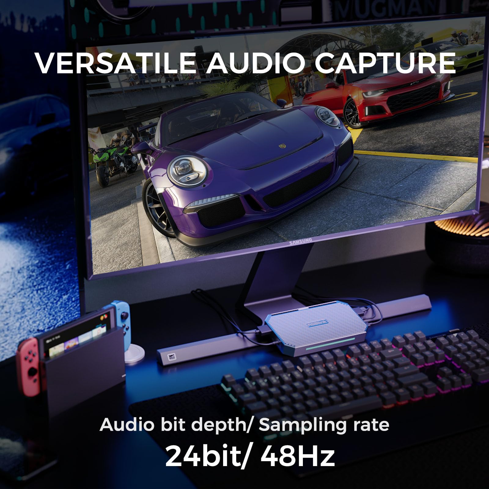 Game Capture Card 4K60 HDMI 2.0 & USB 3.1 Capture vidéo pour streaming et enregistrement sur PS5, Xbox, PC - Faible latence - Carte de capture audio vidéo pour OBS Twitch, appareil de capture de jeu