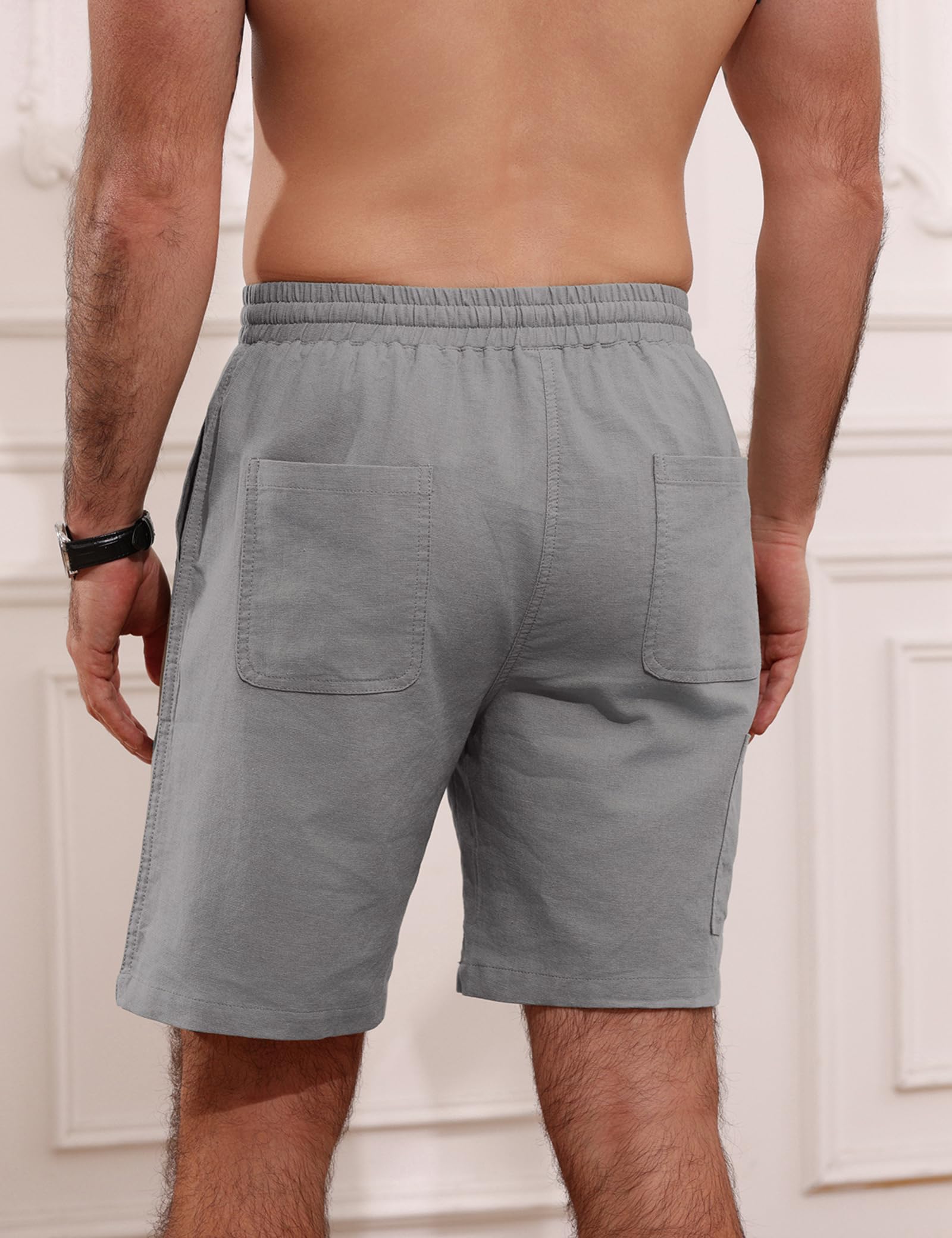 iClosam Pantalones Hombre Cortos de Lino y algodón, Estilo Veraniego, cómodos, Transpirables, Pantalones Cortos Hombre Cintura elástica y Bolsillos, Tallas M-3XL.