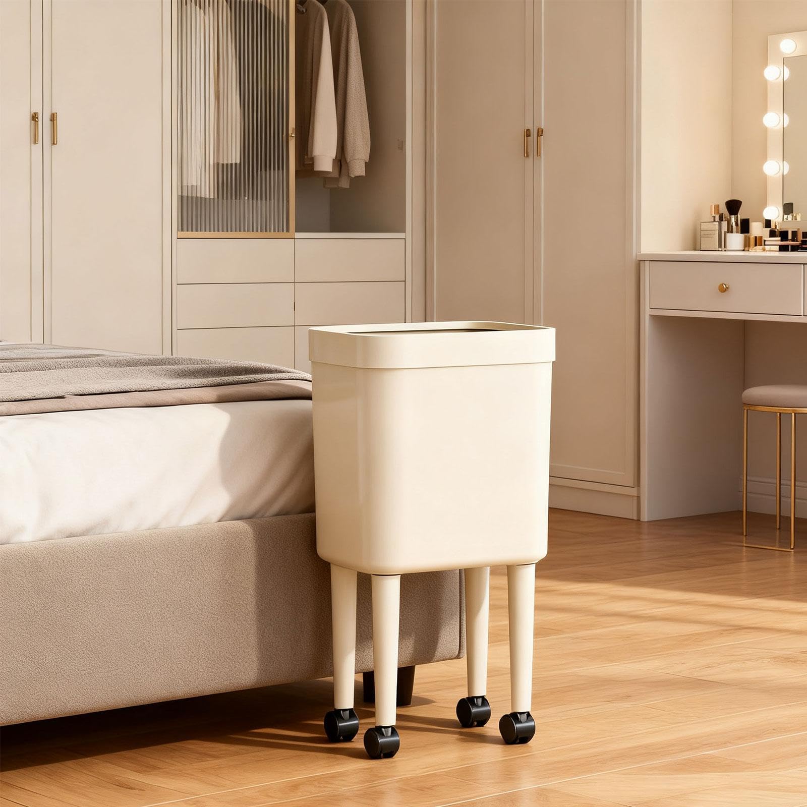 F Fityle Pattumiera con Gambe a rotelle, ergonomica, Robusta, Facile da Pulire, Comoda pattumiera per la casa, la Cucina, L'Ufficio e Il Bagno