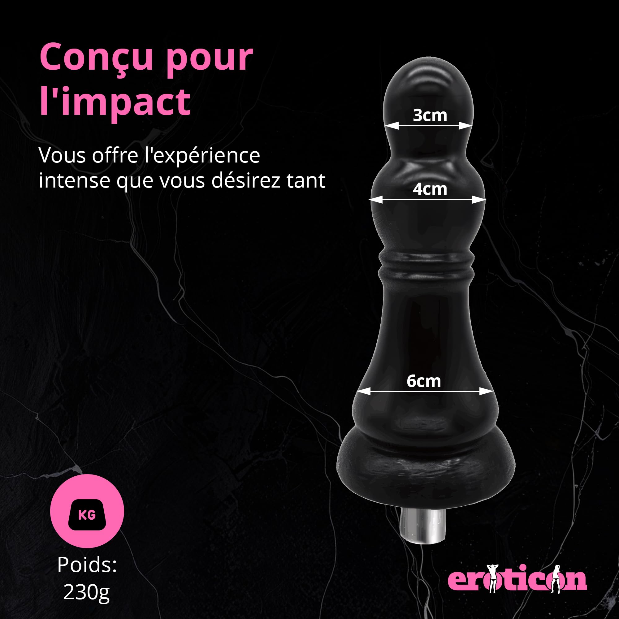Gode ​​anal Eroticon de grande taille – Accessoire pour machine sexuelle de 15,5 cm d'épaisseur avec connecteur 3XLR – jusqu'à 6 cm