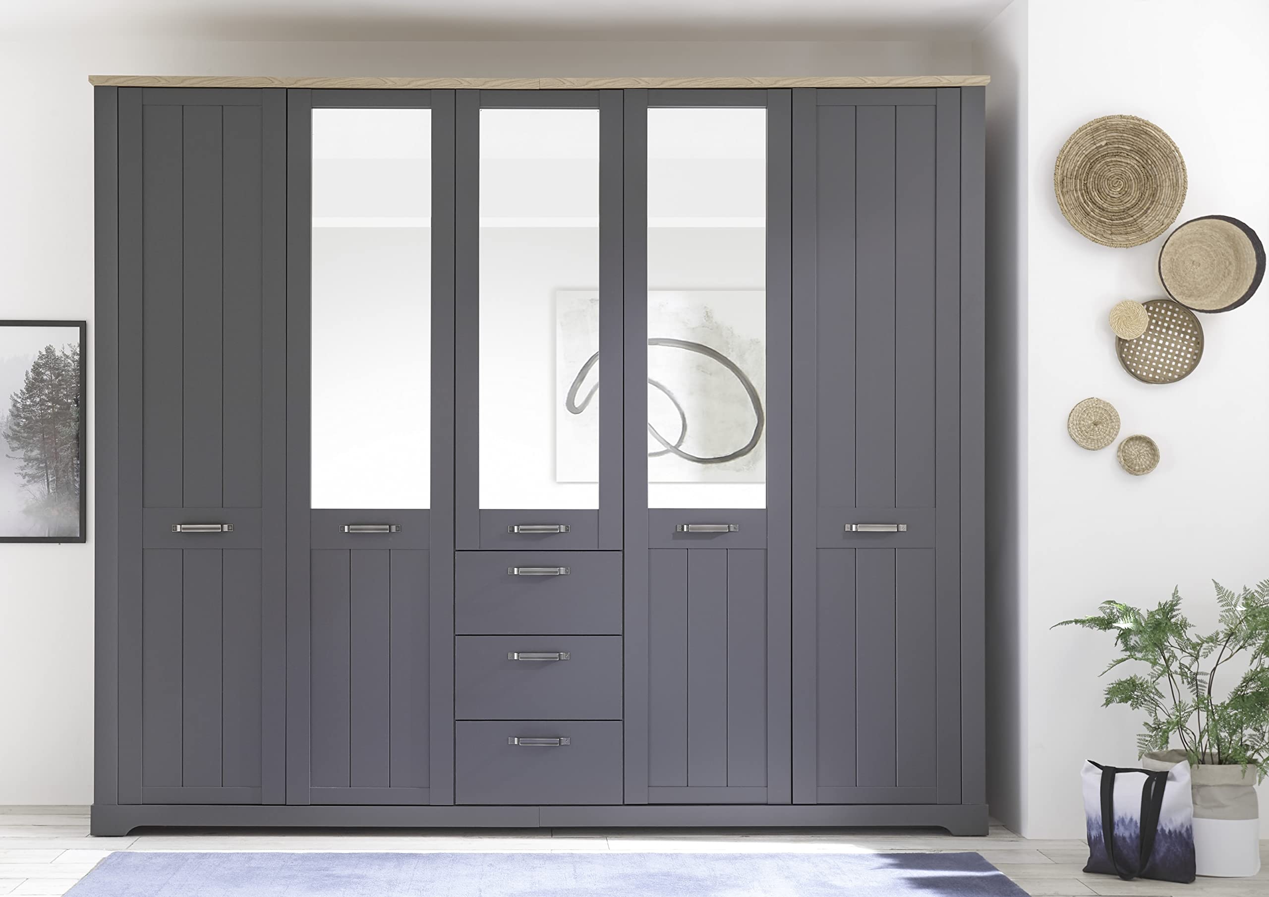 möbelando Kleiderschrank Drehtürenschrank Wäscheschrank Schlafzimmer Schrank Edda I