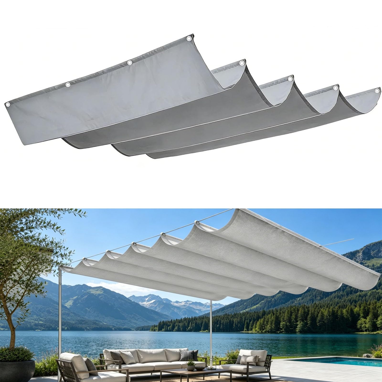 Voile d'ombrage rétractable contre le vent et la pluie toile indéchirable 0.9x3m