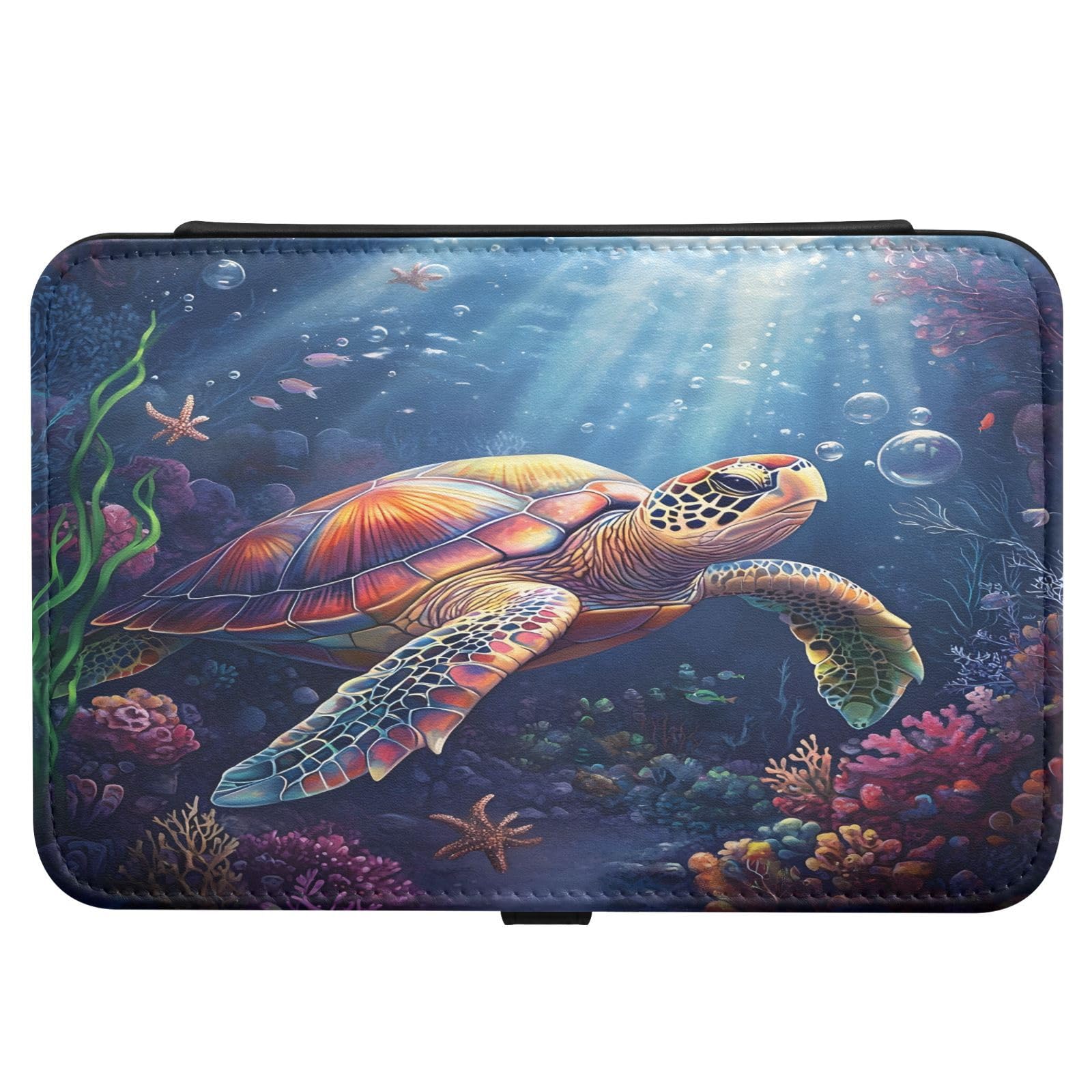 Haskirky Sea Turtle Jewelry Box Portable PU Leather Travel Jewelry Organize for Women Jewelry Storage Display Holder for Ring, Necklace, Earring