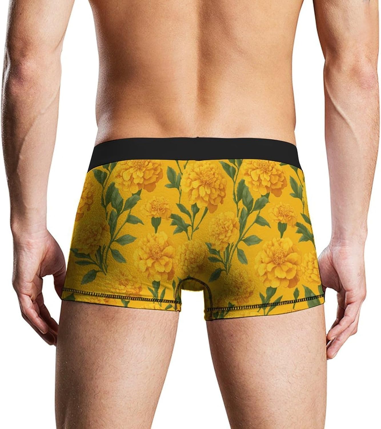 Marigolds Floral Novelty Men's Boxer Briefs Soft Breathable Underpants Trunks Stretch Underwear