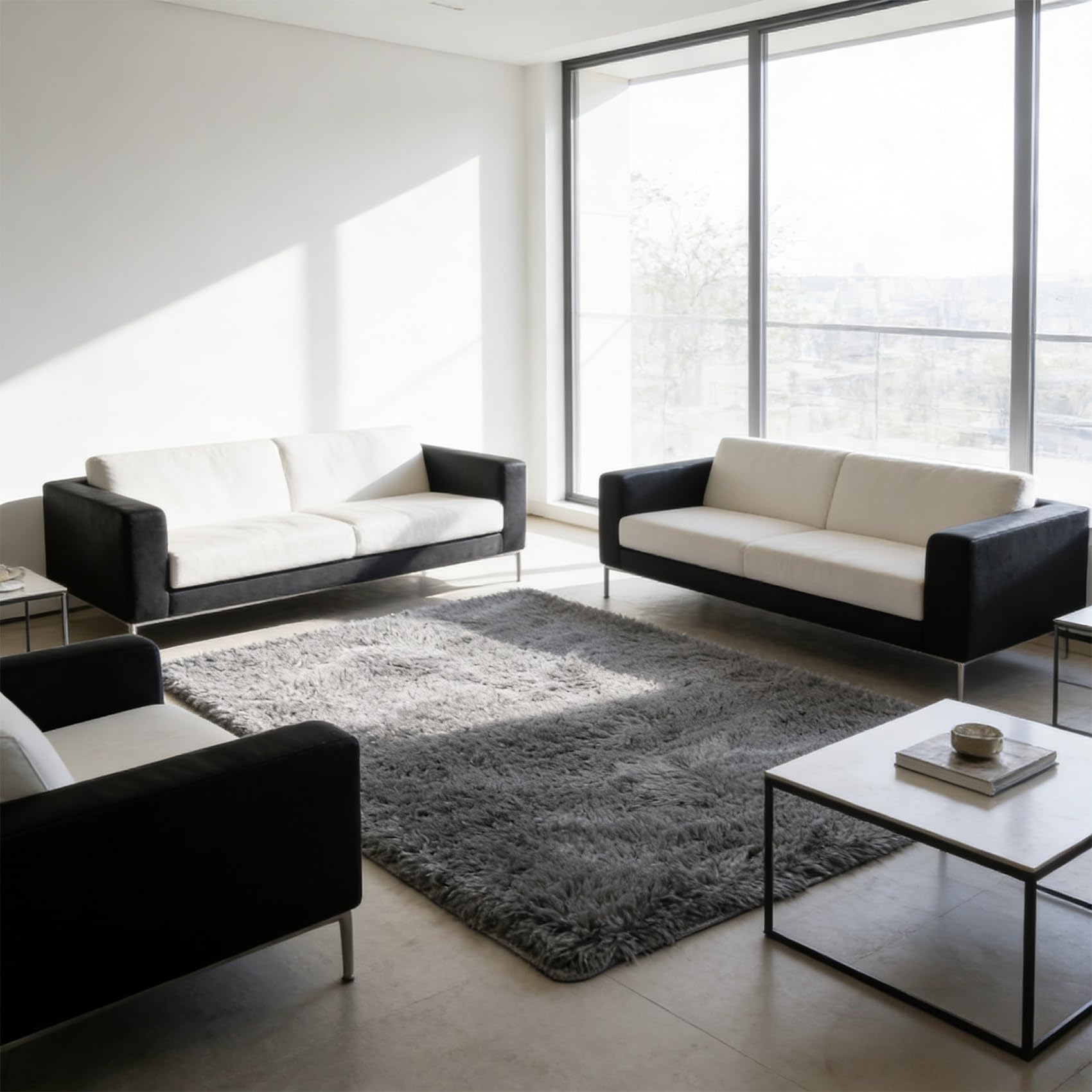 Tapis de salon moderne gris pour réchauffer l'ambiance de votre chambre à coucher