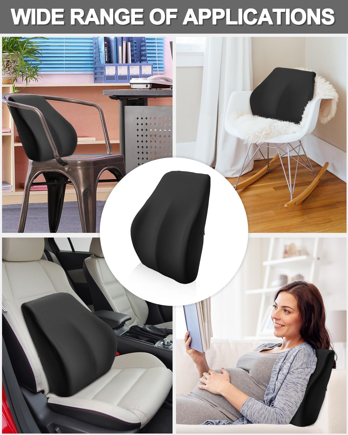 jutyum Cuscino lombare per auto, supporto lombare per auto, in memory foam, cuscino lombare ergonomico, per alleviare la schiena per sedili auto, sedia da ufficio, sedia a rotelle