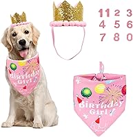 Vista 6 de ADOGGYGO Conjunto de gorro bandana para perro para suministros de fiesta de cumpleaños, bufanda de cumpleaños para mascotas para perros medianos