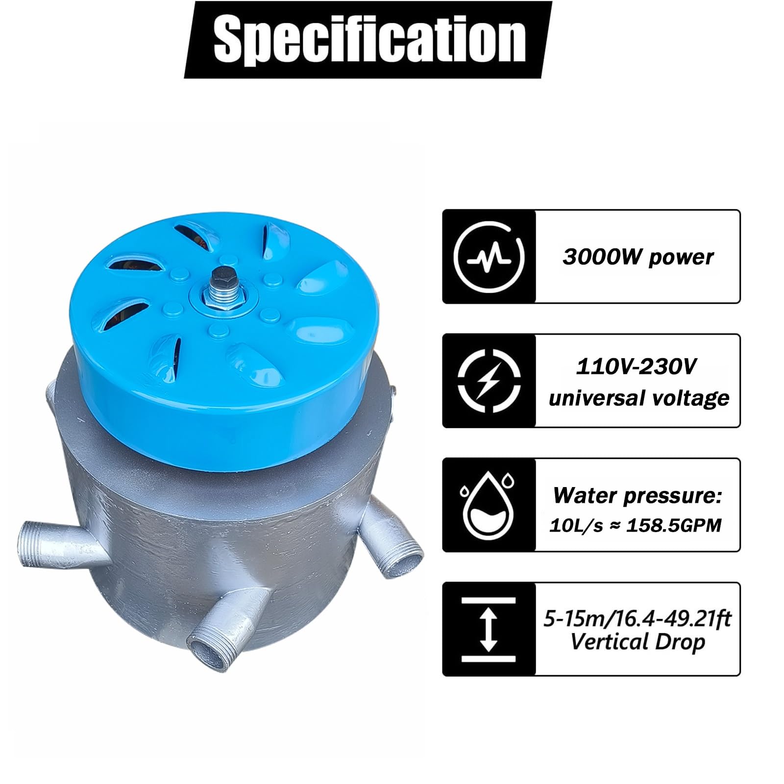 Générateur Hydroélectrique 3KW 110-230V, Turbine À Eau 6 Buses, Pour Système Énergie Hors Réseau Et Éclairage, Coque En Alliage, Bobine En Cuivre, Étanche