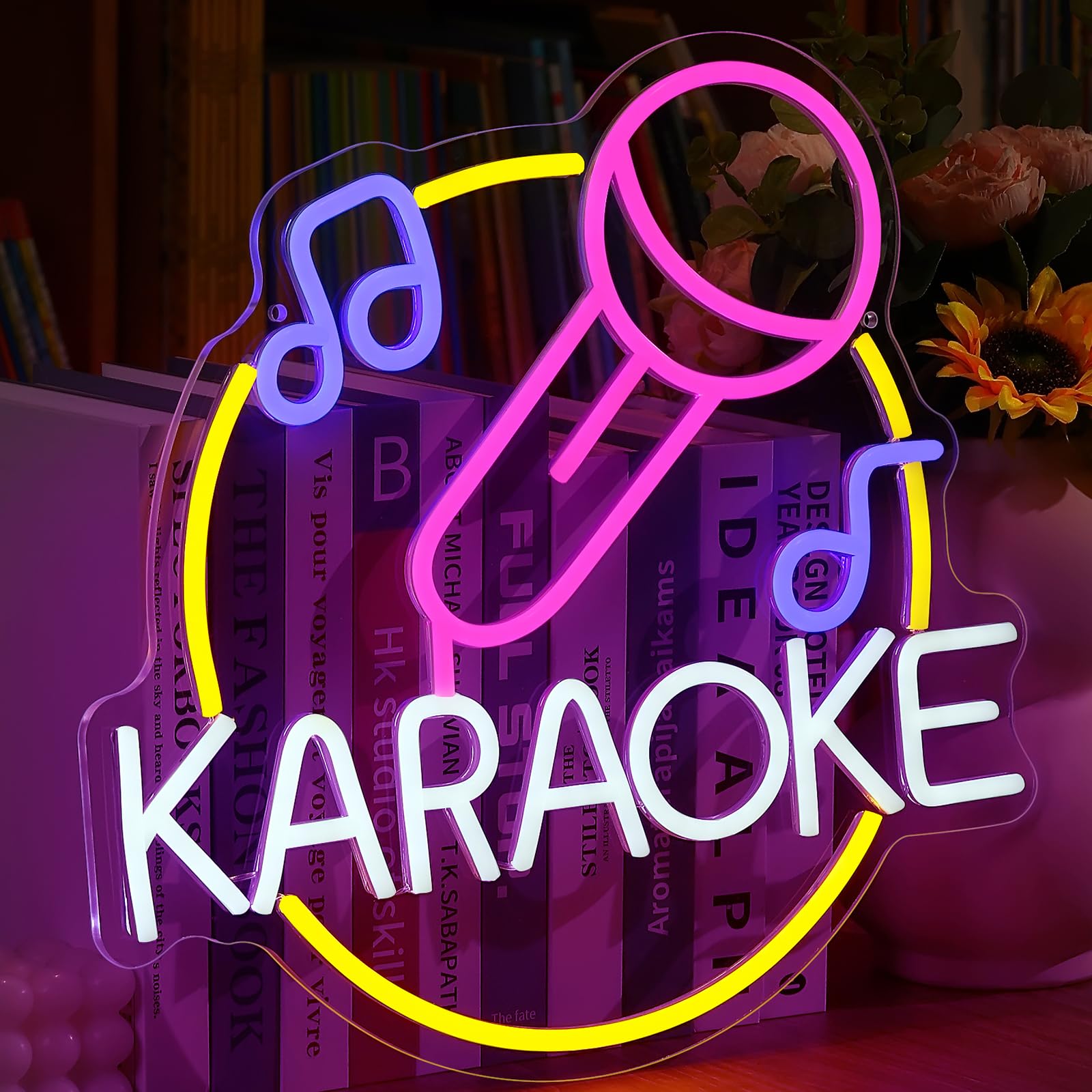 Insegne al neon per karaoke, decorazione da parete, insegna al neon a LED per uomo, grotta, sala giochi, musica, bar, pub, karaoke, feste, regali di compleanno (5 V, 34,1 x 38 cm)