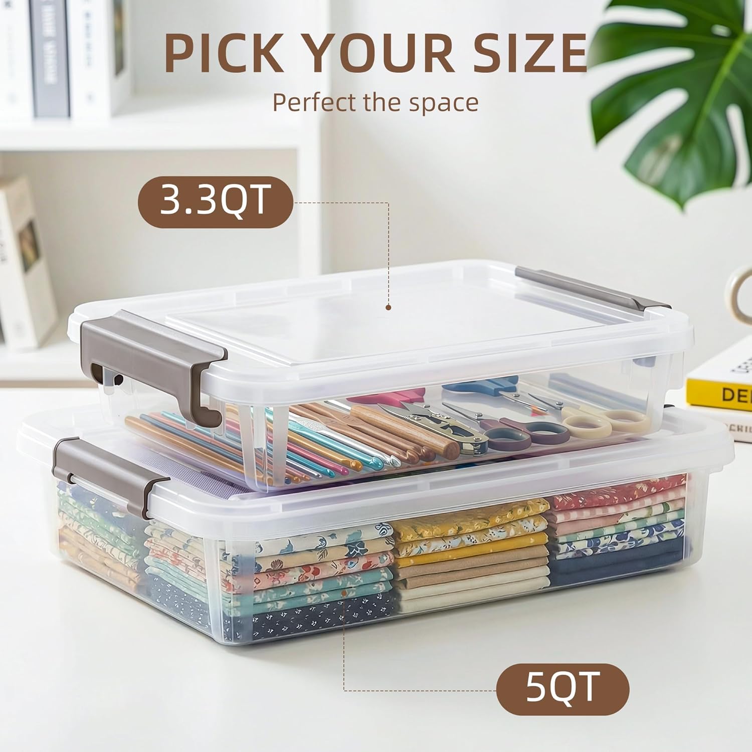 Citylife 10 PCS Plastic Storage Bins with Latching Lids Portable Project Case Clear File Box Stackable Storage Containers for Organizing A4 Paper, Photo, Document, Scrapbook