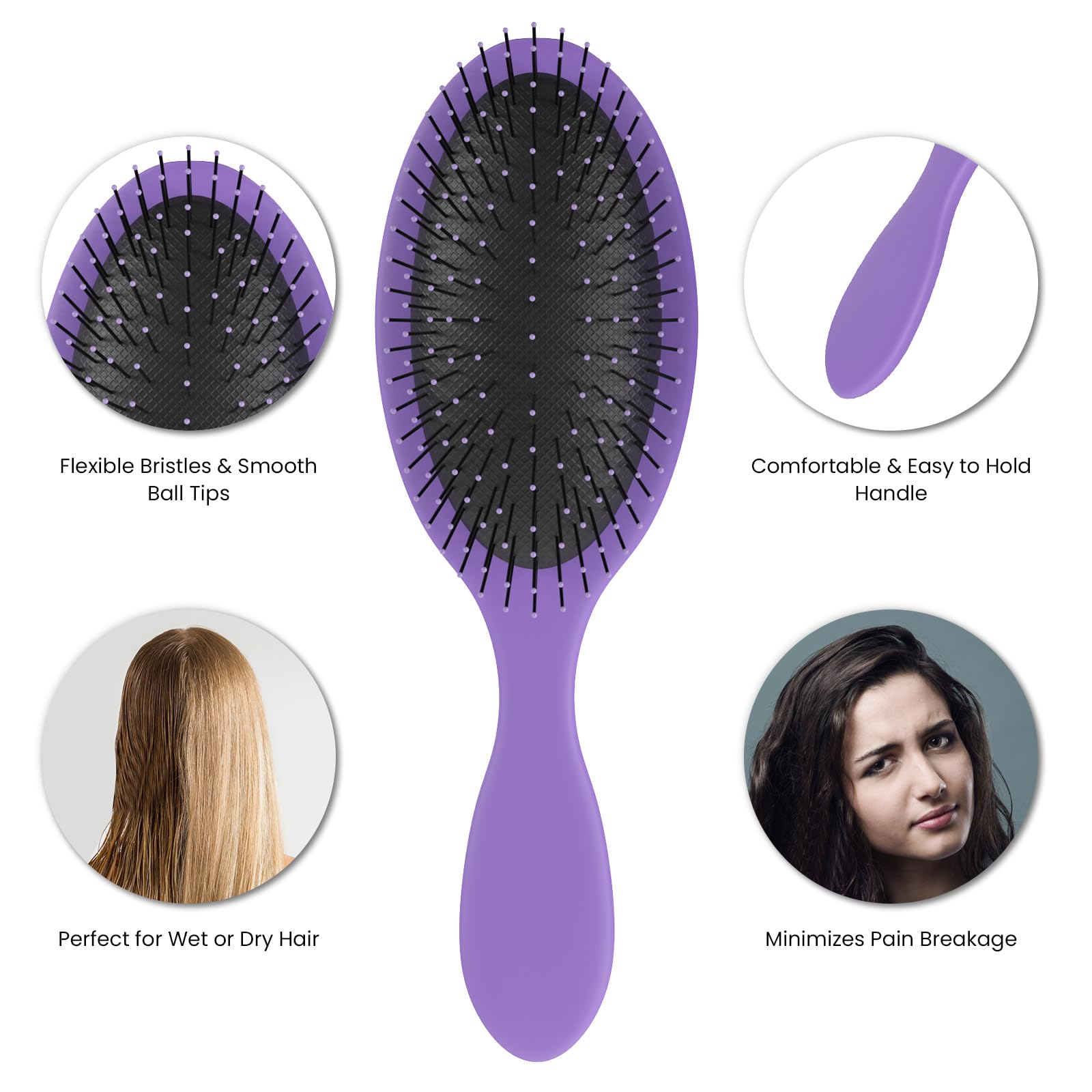 Hair Brush for All Hair Types Flexible Soft Pin Bristle Hair Brushes - Image 4