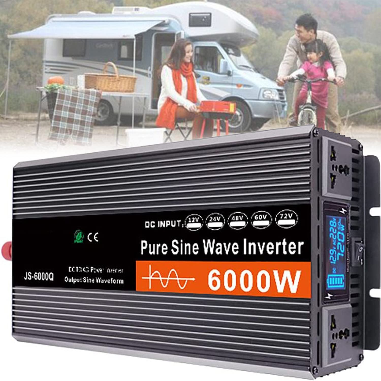 12 V / 24 V / 48 V / 60 V DC na 230 V AC falownik falowy 12 V / 24 V / 4000 W / 6000 W do samochodów kempingowych