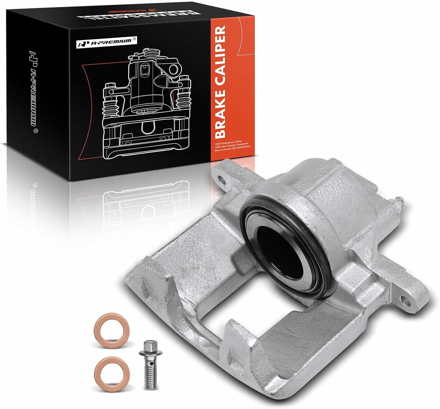 A-Premium Disc Brake Caliper Assembly Without Bracket Compatible with Select Dodge, Jeep, Ram and Volkswagen Models - Grand Caravan, Journey, Town & Country, Wrangler JK, Nitro, Routan, C/V - Front