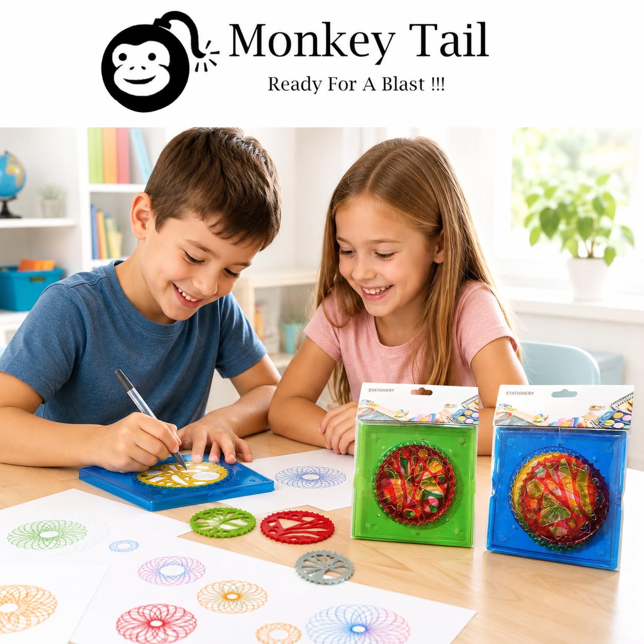 MONKEYTAIL Birthday Return Gift for Kids, Set of 3 Spirograph Rulers 4