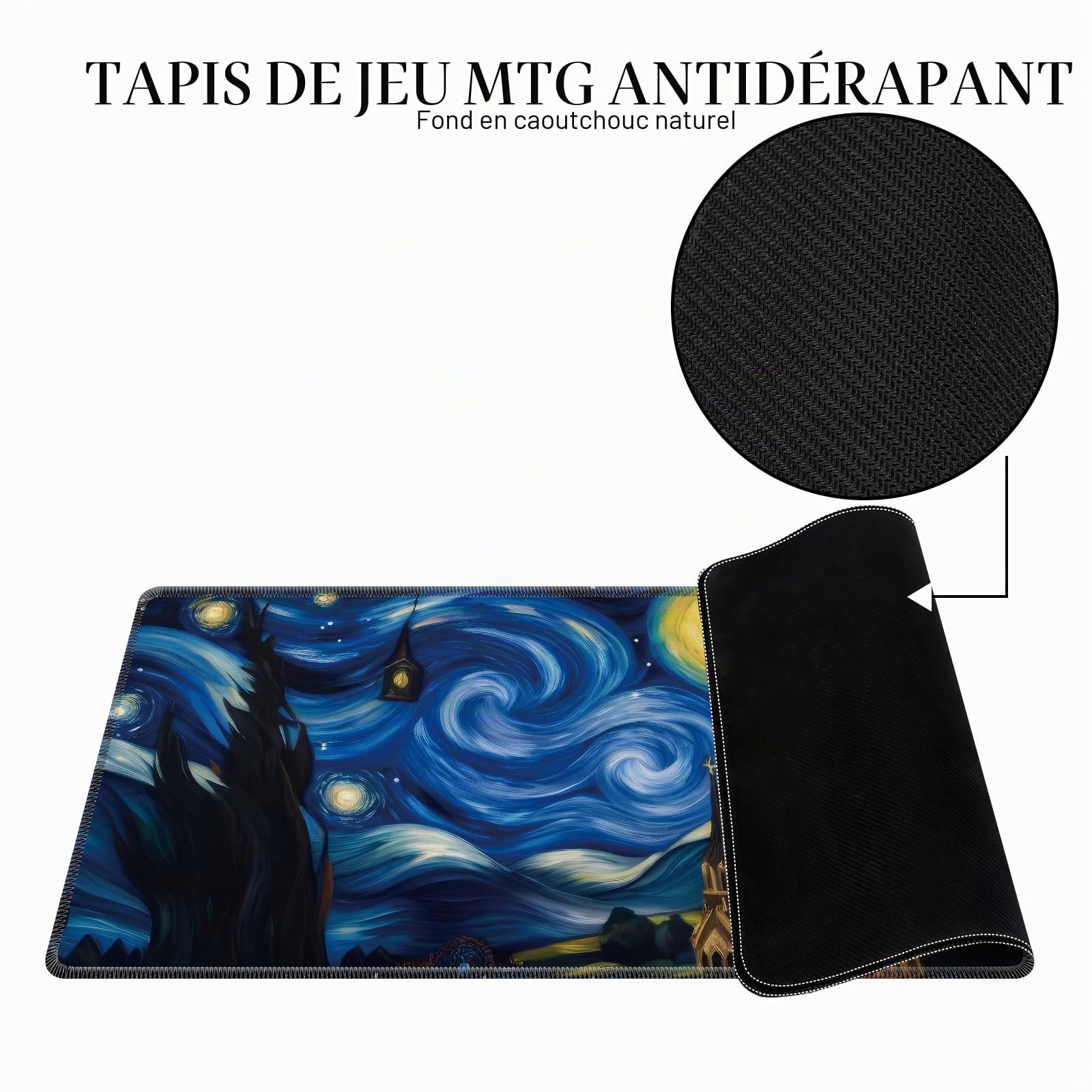 MTG Tapis de jeu, 61 x 35,5 cm, pour TCG MTG Tapis de jeu de cartes MTG avec zones, surface en caoutchouc lisse, tapis de jeu de combat (magie)