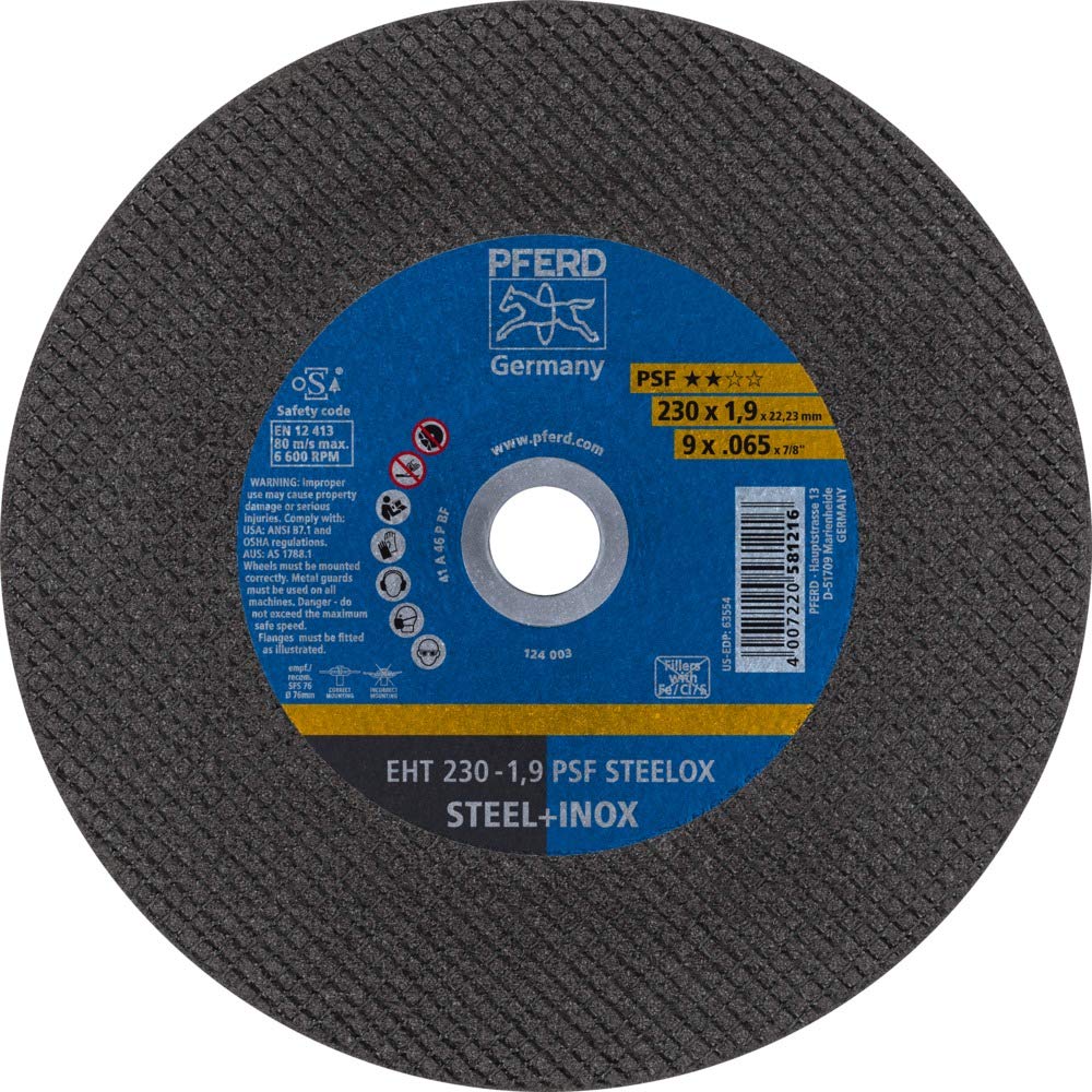 PFERD 61728131 - Discos Amoladora, Disco de Corte (25 unidades, EHT 230-1,9, PSF, acero inoxidable)