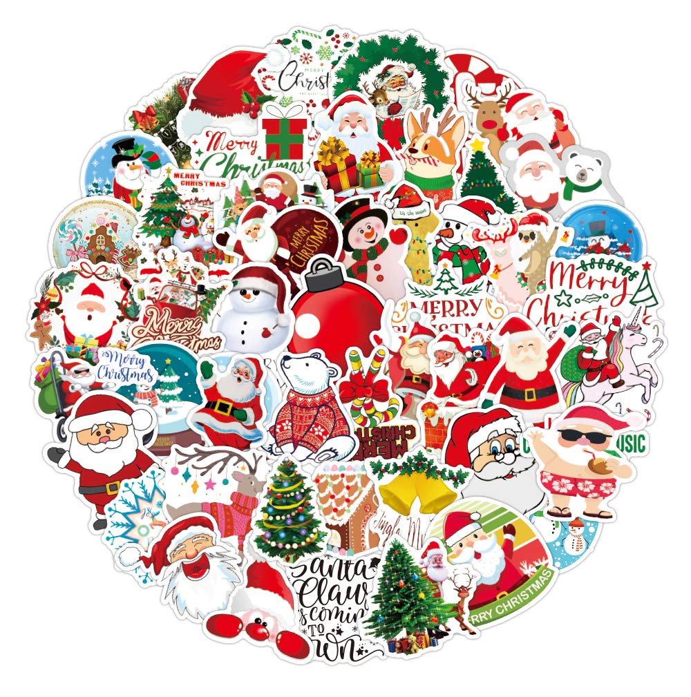 100 PCS Christmas Stickers Marry Christmas Decorations Decals for Kids Gift for Travel Case Luggage Desk Laptop Door Window Cards