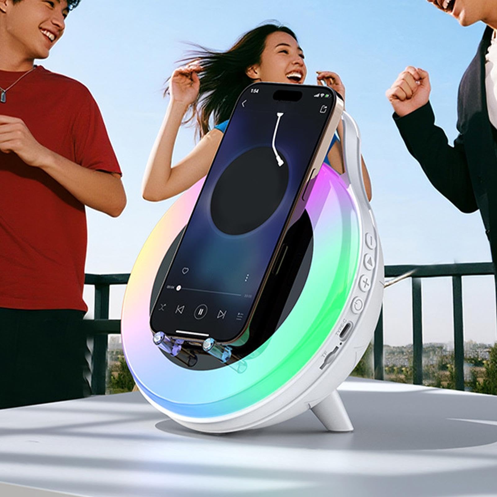 Supporto per altoparlante a induzione wireless R G B per telefono cellulare | Altoparlante a induzione per cellulare, per casa, ufficio, camera da letto, appartamento, soggiorno e comodino