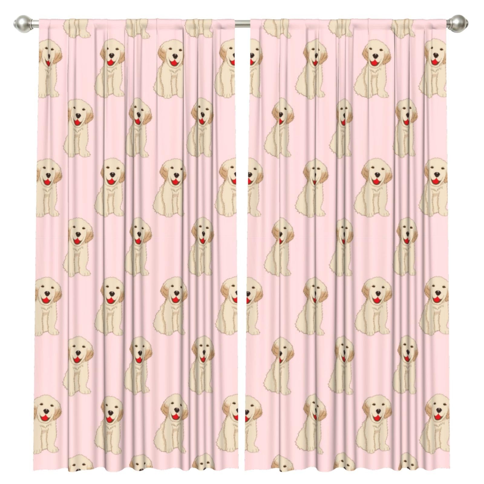 InOmak Labrador Golden Retriever Dog, 2 Panels Window Curtains 52 x 84 Inch Blackout Curtains for Living Room Bedroom