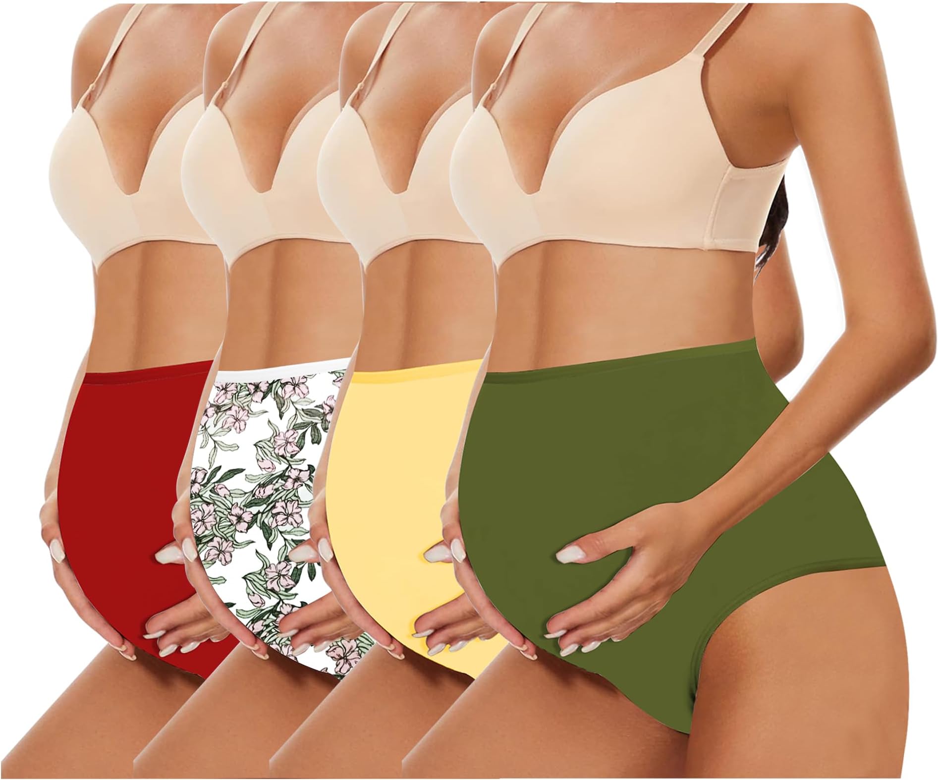 Women's Plus Size Panties High Waist Cotton Brief Maternity Pregnancy C-Section Recovery Underwear Combo (Pack of Any Random Colours and Prints) Multicolor