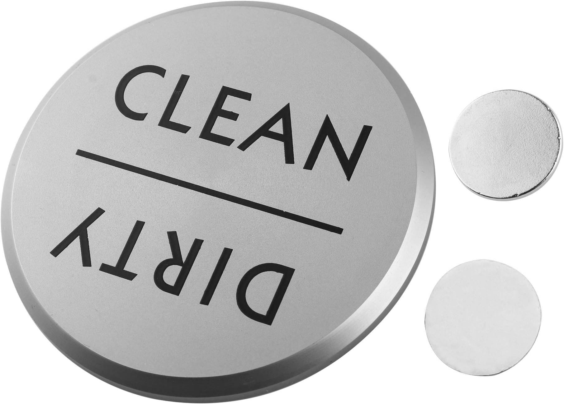 Clean or Dirty Dishwasher Magnet, Diameter 2.75", with 2 of Round Magnets and a VHB Tape, 1 Pack, (Silver Aluminum)