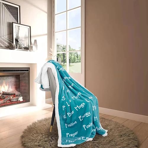 Miniatura 6 de Manta positiva curativa, regalo para personas que necesitan Hug Strength Company, color verde azulado, 50 x 60 pulgadas