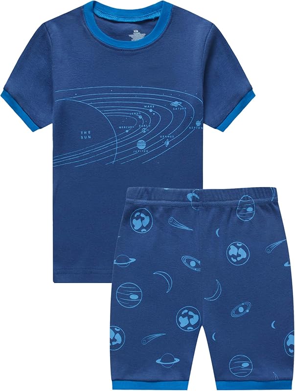 Boys Summer Pajamas Sets Short 100% Cotton Pjs