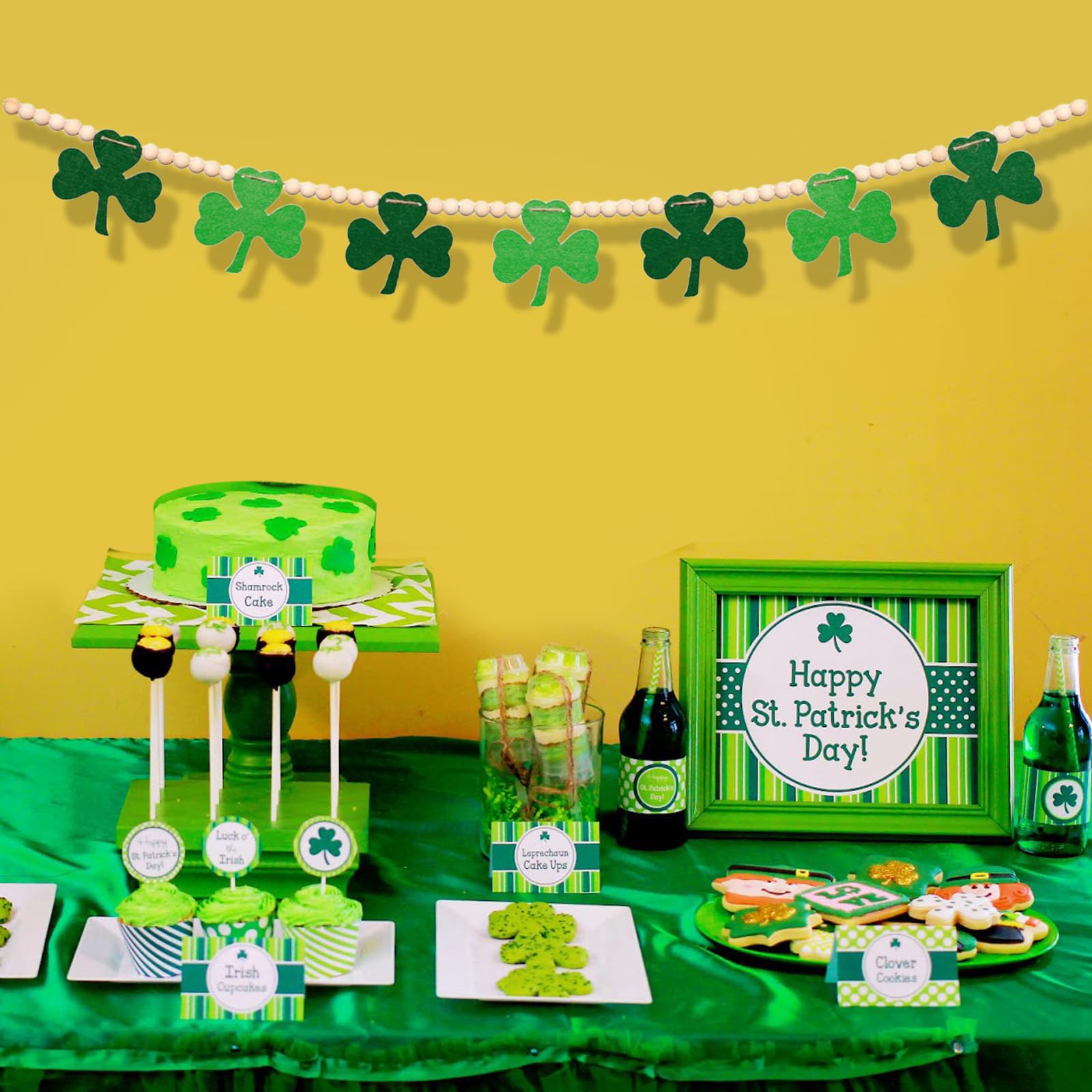 St. Patrick's Day & Valentine's Felt Banner Set – Shamrock & Heart Garlands For Holiday Party Decor