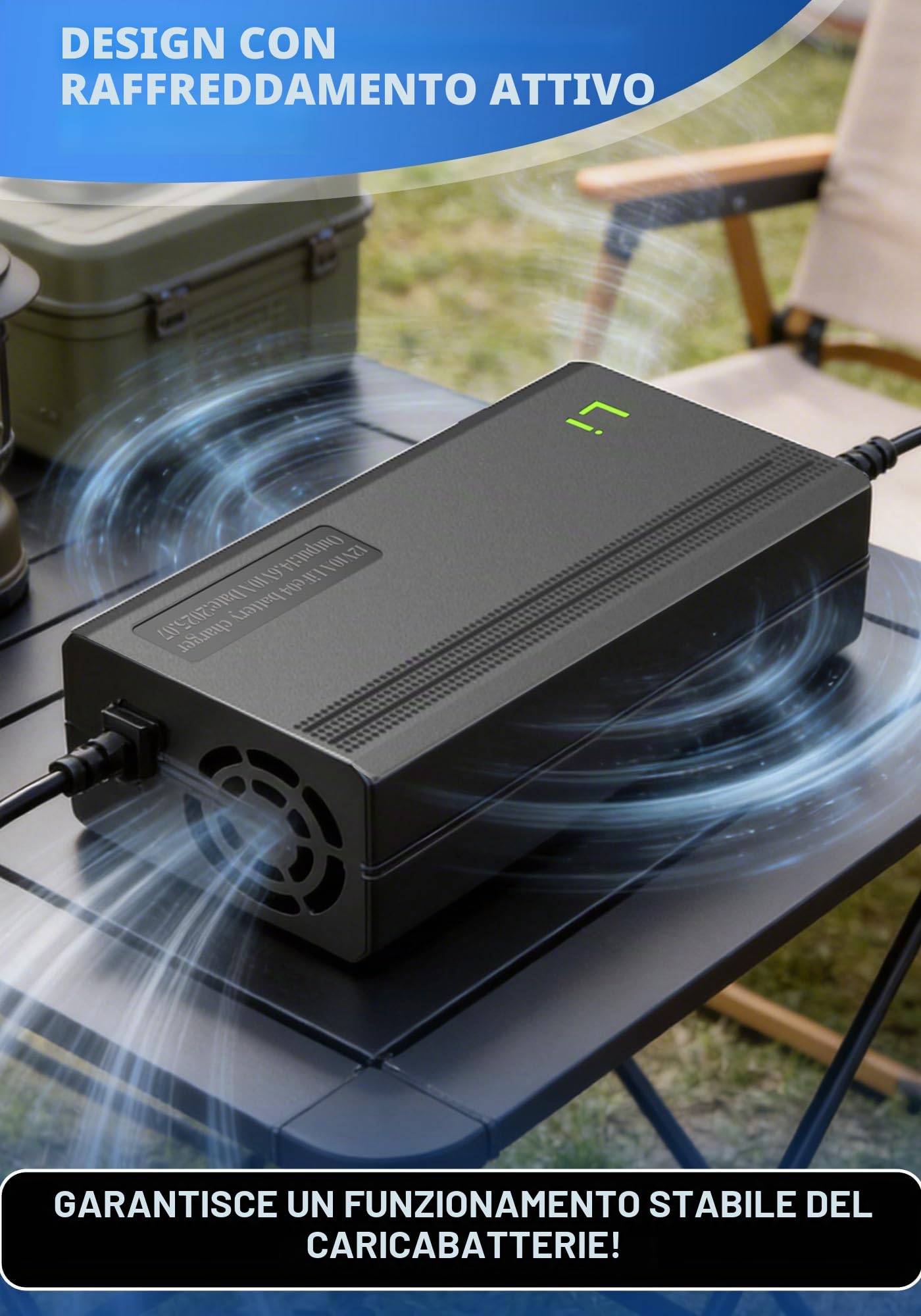 Caricabatterie al litio LiFePO4 14,6V 10A, caricabatterie 12V per batterie agli ioni di litio LiFePO4