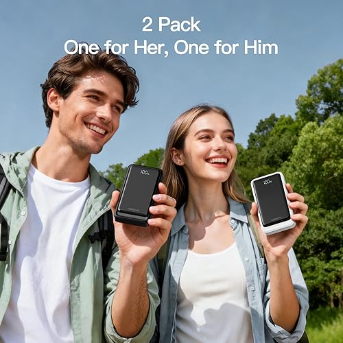 Miniatura 6 de Paquete de 2 cargadores portátiles de 10000 mAh 2026 con 4 cables integrados, paquete de batería PD 20W Travel Essentials, 5 salidas 2 entradas Slim