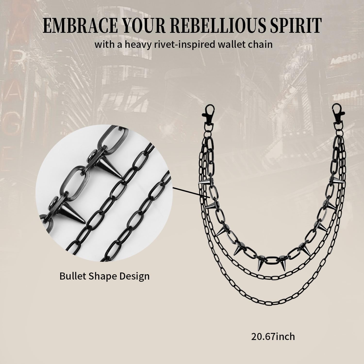 ZEKEE Wallet Chain Pants Hip Hop Punk Jeans Chain Goth Heavy Rivet Accessories for Women Men - Image 6