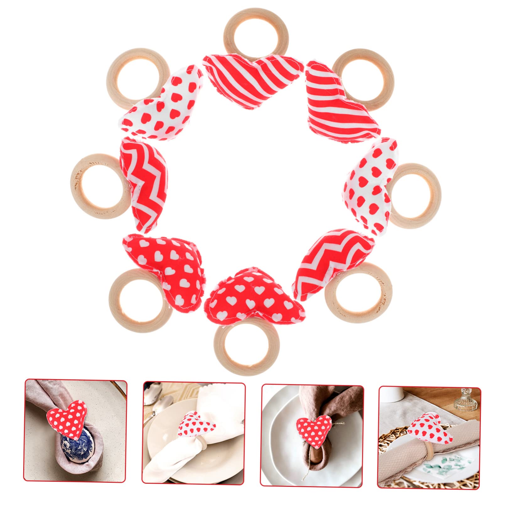 Ciieeo 5 Juegos Anillos para Servilletas del Día De San Valentín Decoración De Guirnaldas Decoraciones De Fiesta De Cumpleaños Dispensador De Servilletas San Valentin Oro Madera 8 Uds * 5