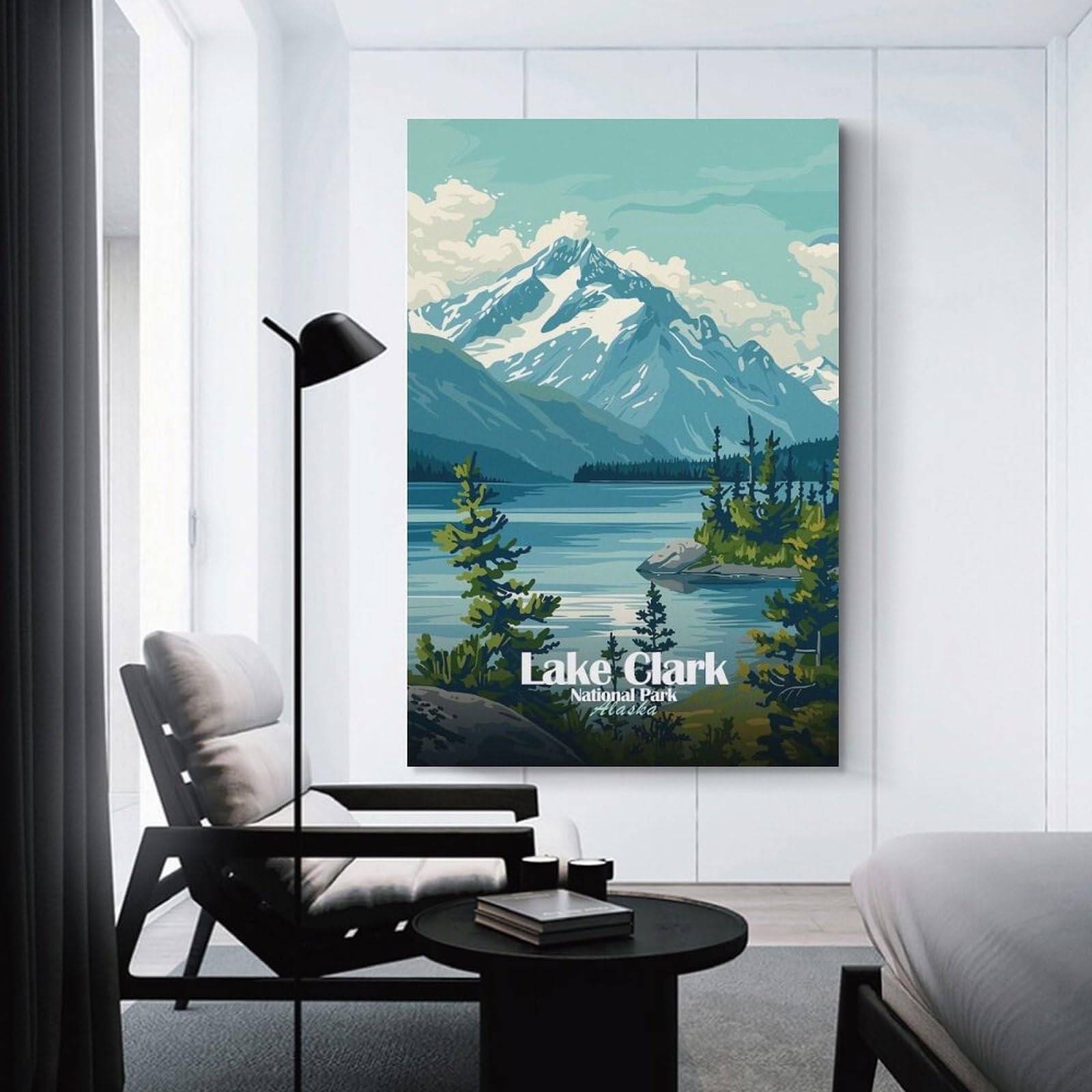 Junmoney Lake Clark National Park, Alaska Wall Picture Print 24x36inch(60x90cm), for Corridors, Hallways Or Apartment Entries, Decorative Canvas Styling for Entry Areas