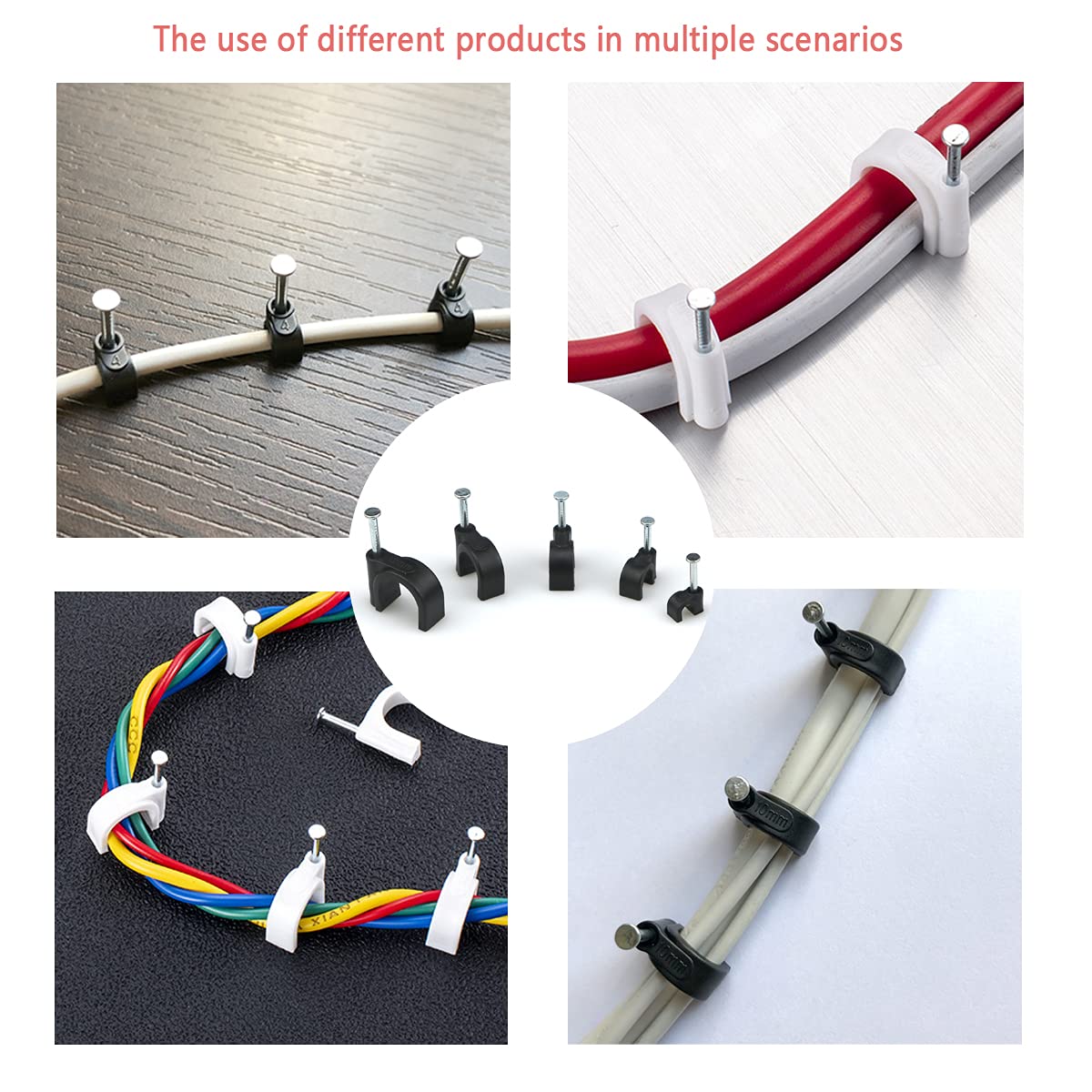 400 Clip Per Cavi Bianche - 4 Misure (4/6/8/10mm) Con Chiodi, Per Gestione Cavi Elettrici - Foto 13