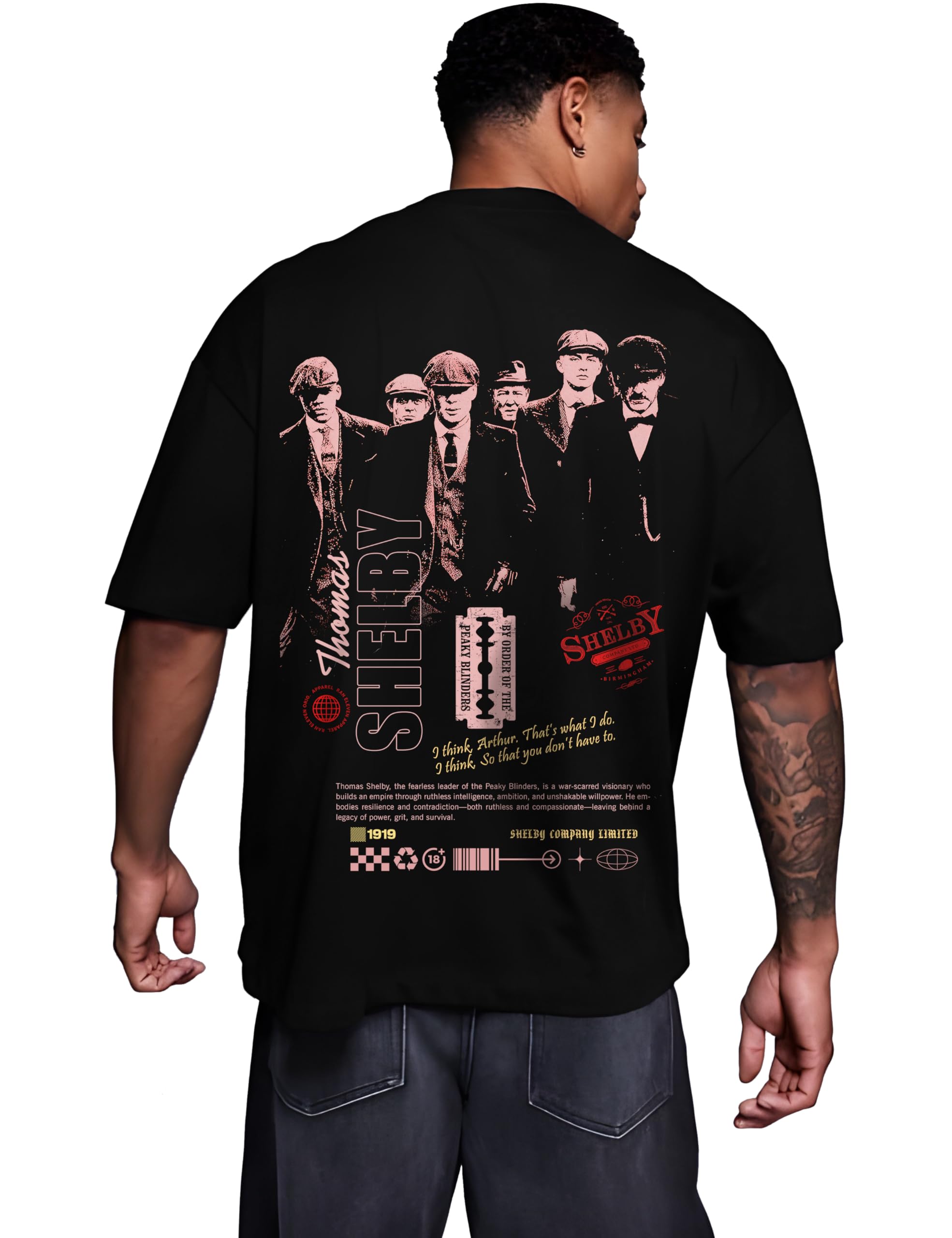 Ran Eleven “Thomas Shelby” Oversized T-Shirt | Peaky Blinders Inspired, 1919 Limited Edition Graphic Print | 100% Cotton | Streetwear & Casual Wear-image-5