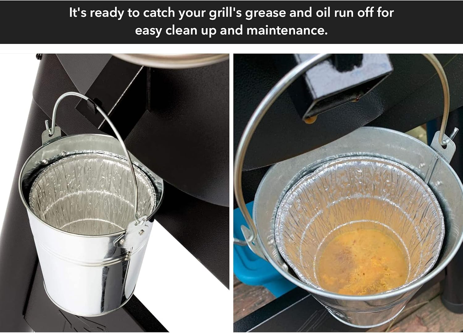 Stanbroil Grease Bucket Replacement with 10-Pack Liners for Traeger 20/22/34 Series, Pit Boss, Camp Chef, Louisiana, etc Pellet Grill/Smoker (Silver 10)